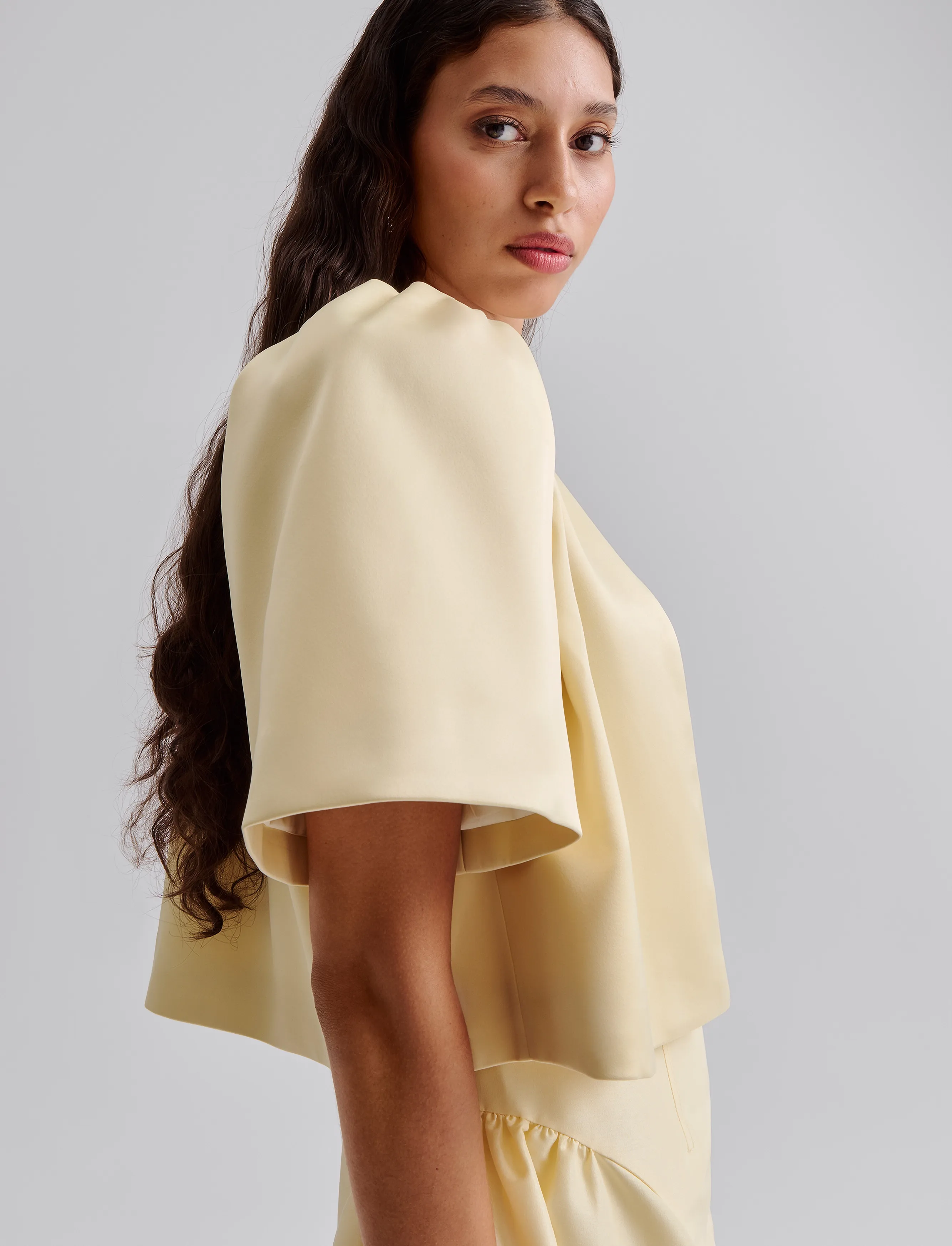 Malina - Serena short sleeve wrap blouse - lemon - 4