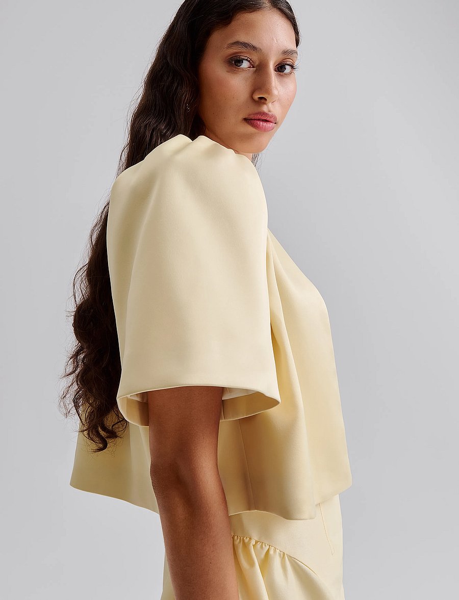 Malina - Serena short sleeve wrap blouse - lemon - 4