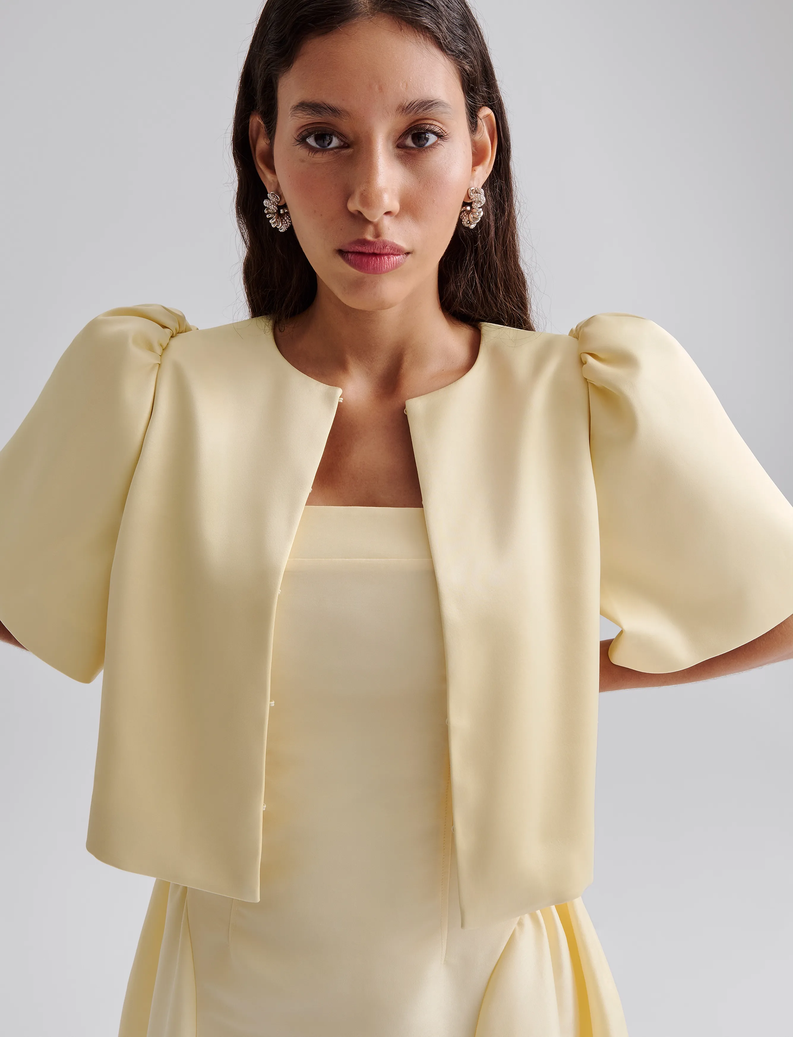 Malina - Serena short sleeve wrap blouse - lemon - 5