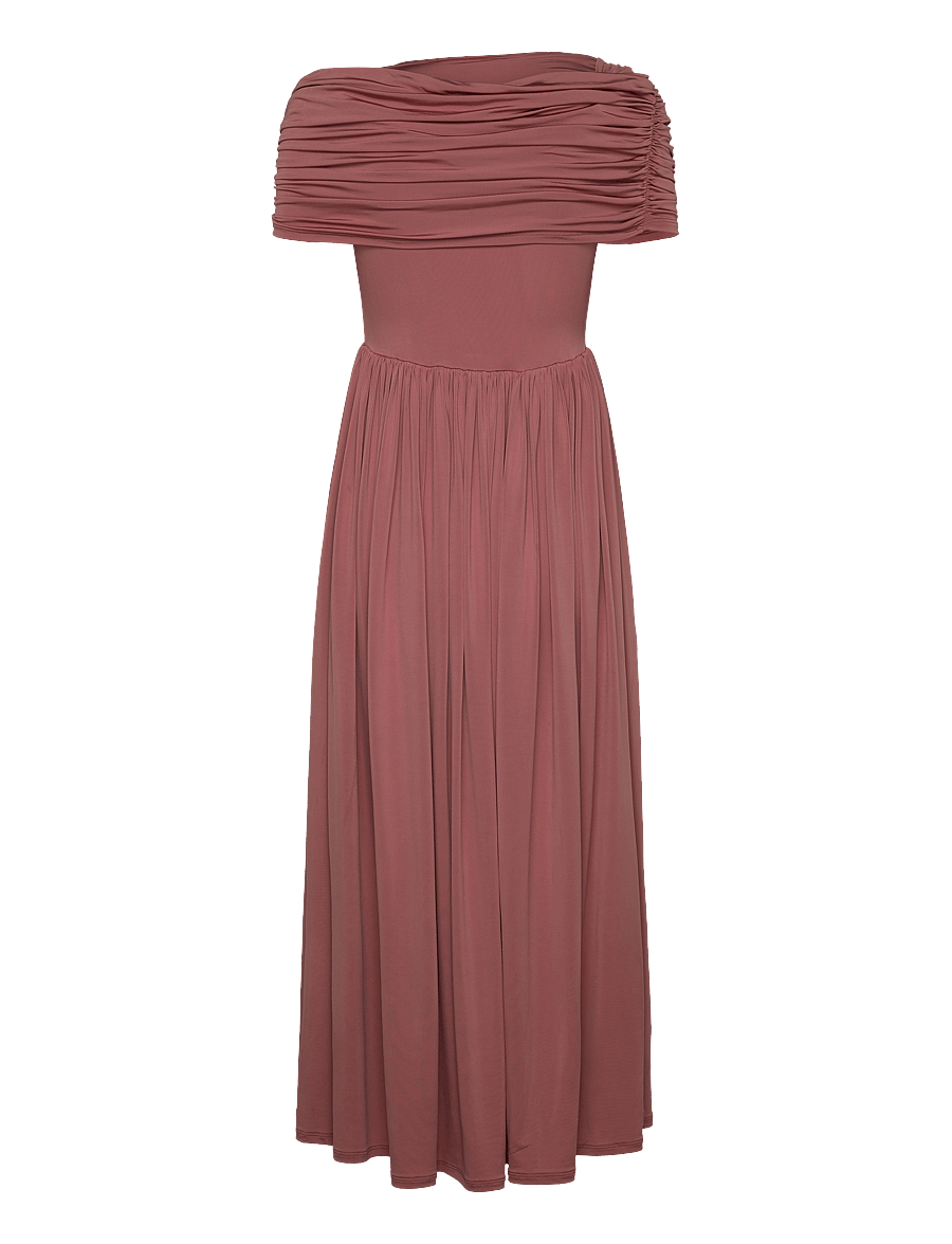 Malina - Ariel off shoulder jersey midi dress - partíkjólar - terracotta - 1