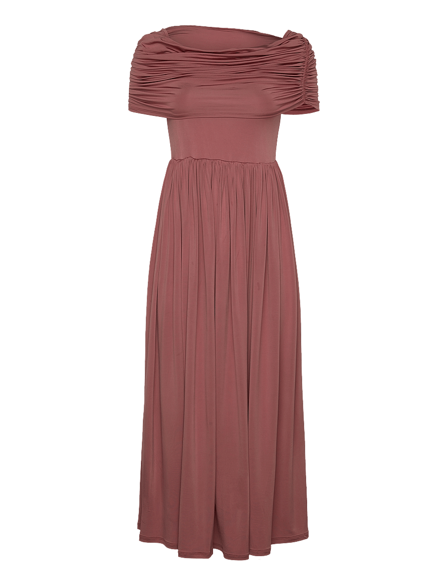 Malina - Ariel off shoulder jersey midi dress - partíkjólar - terracotta - 2