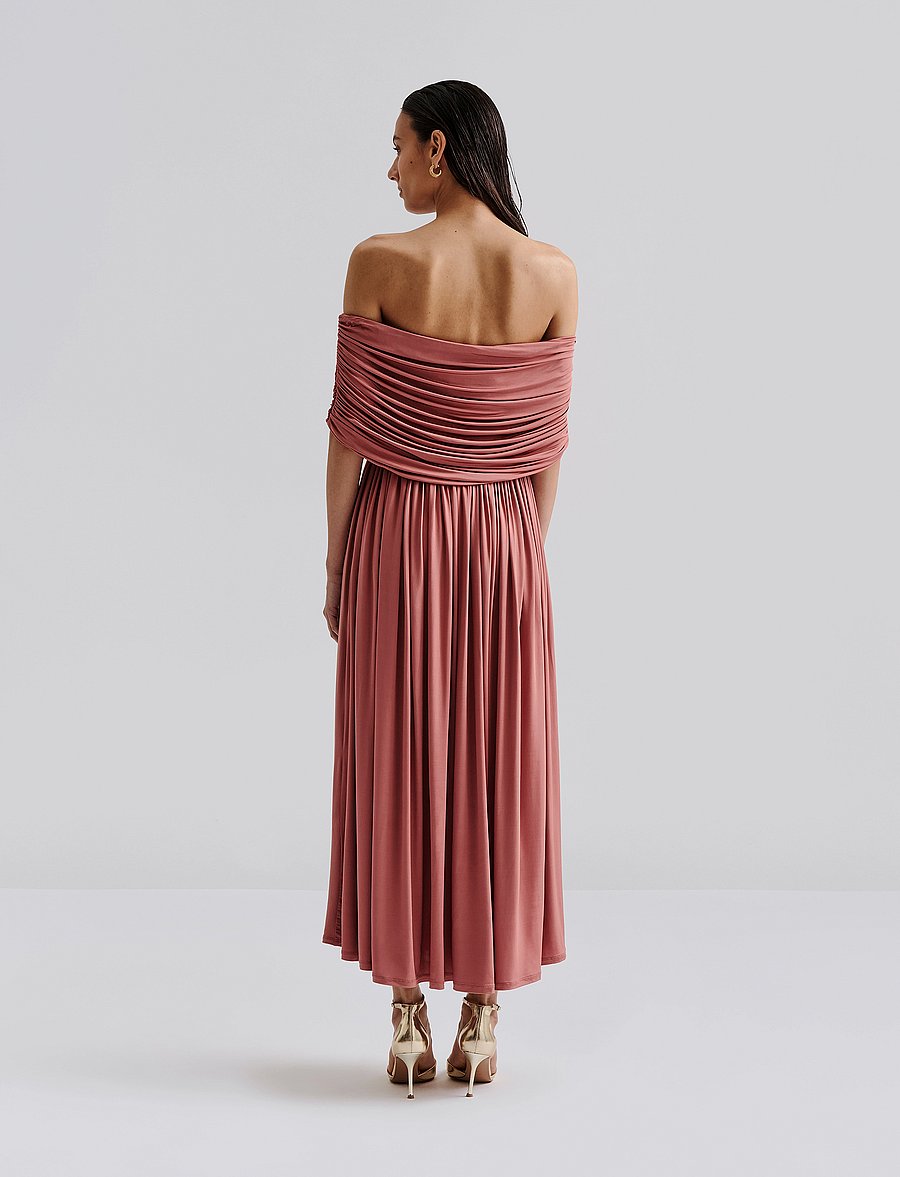 Malina - Ariel off shoulder jersey midi dress - partíkjólar - terracotta - 3