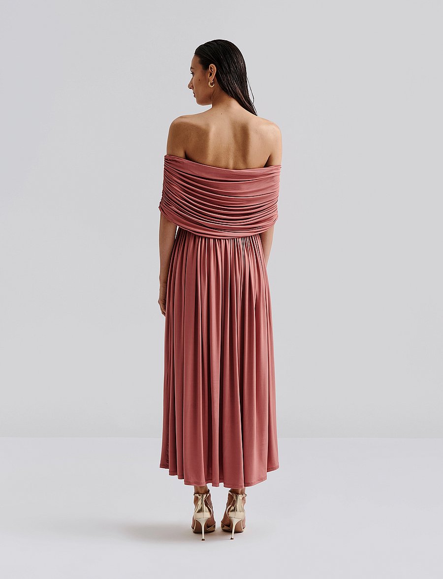 Malina - Ariel off shoulder jersey midi dress - partíkjólar - terracotta - 4