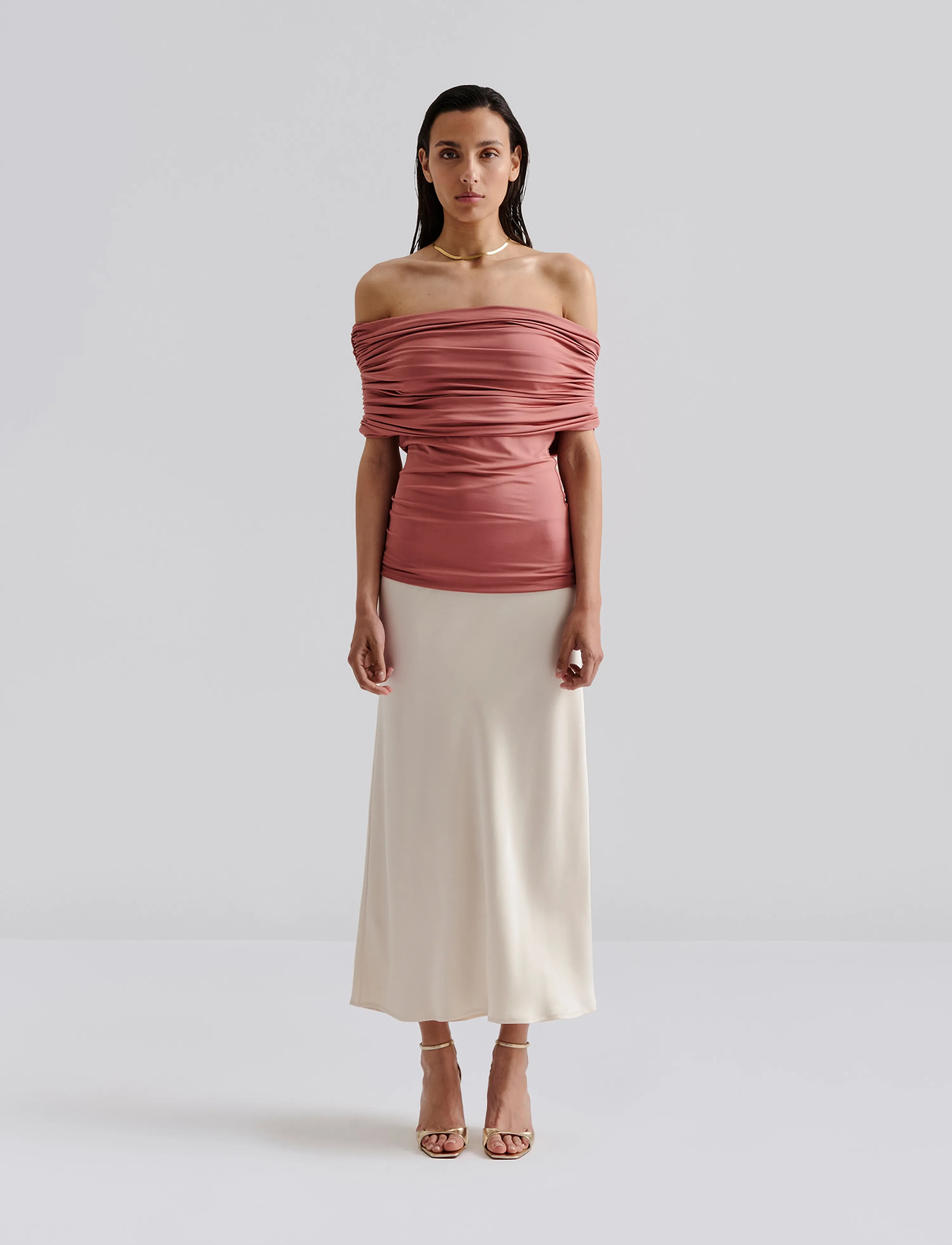 Malina Ariel Jersey Off Shoulder Top, S, T-shirts & Oberteile, Rosa - Sleeveless, Frauen