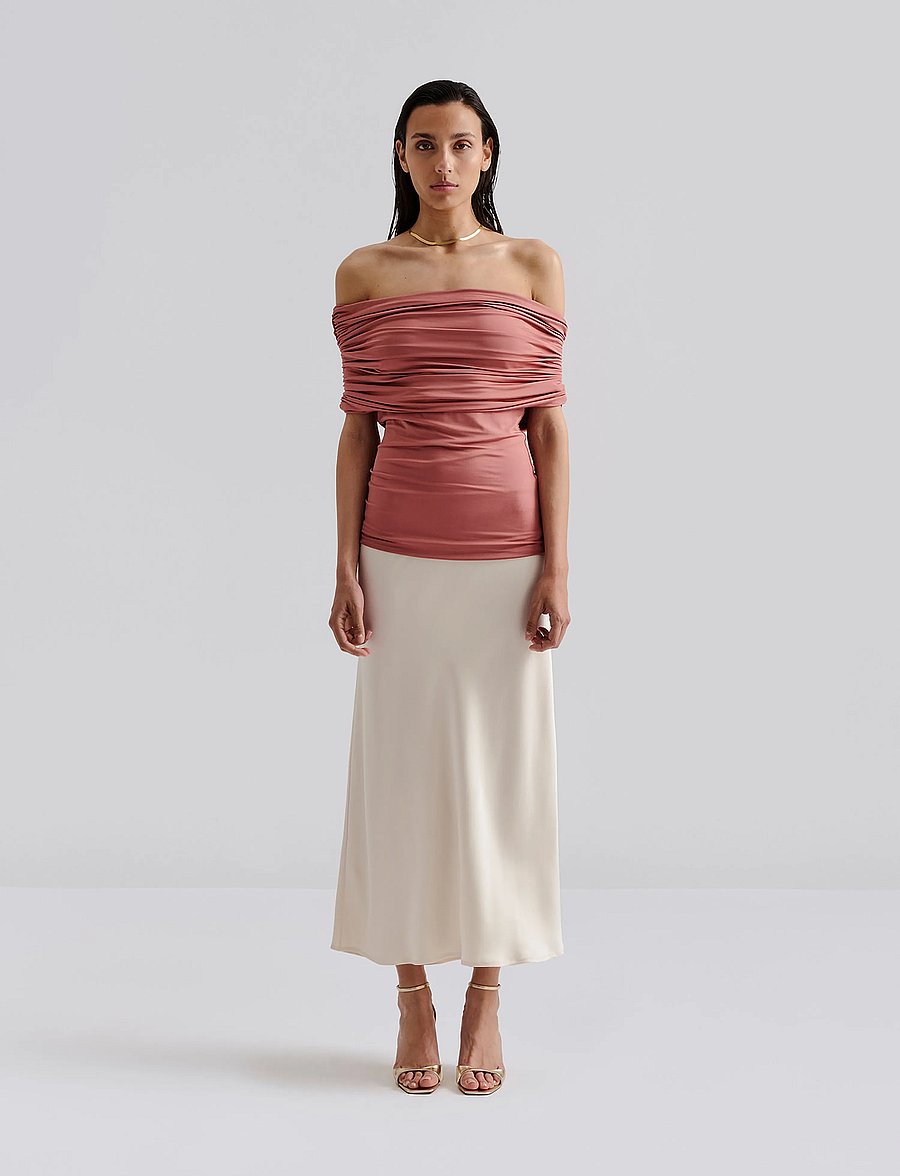 Malina - Ariel jersey off shoulder top - Ärmellose tops - terracotta - 0