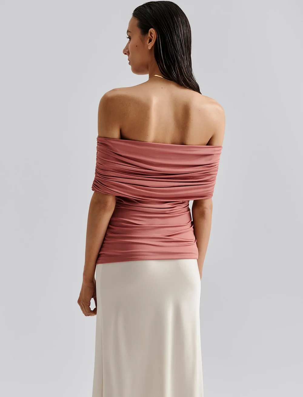 Malina - Ariel jersey off shoulder top - tanktops - terracotta - 4