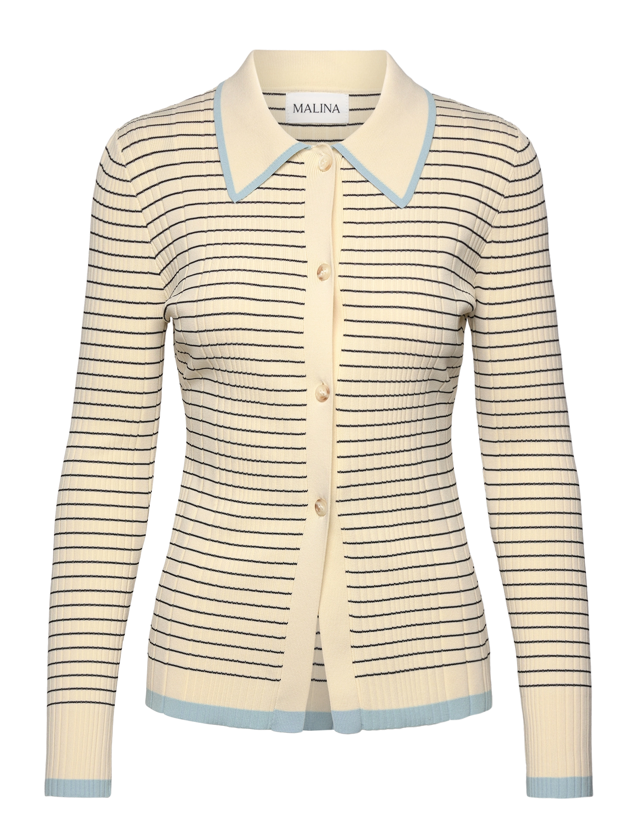 Malina - Frida striped knitted cardigan - black stripe - 1