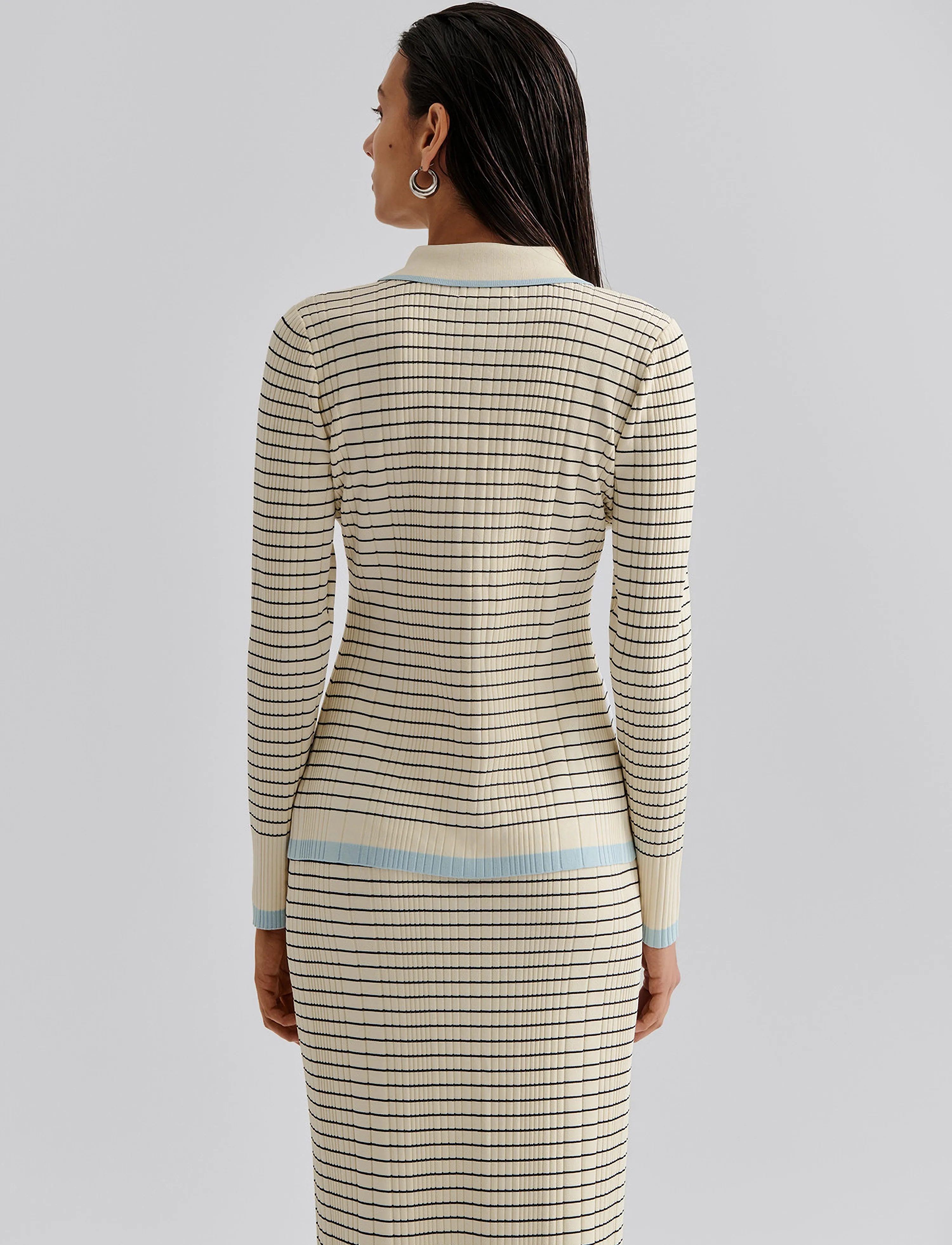Malina - Frida striped knitted cardigan - black stripe - 4