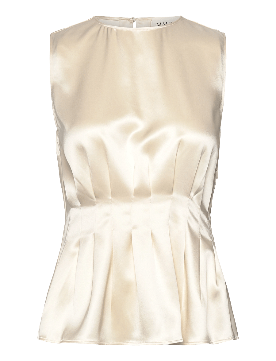 Malina - Lova high neck pleated top - vanilla - 1