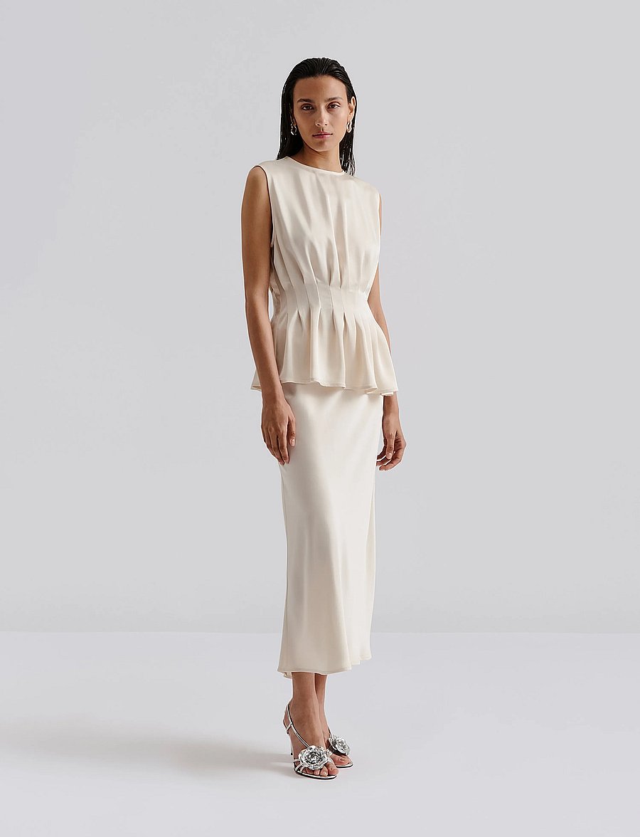 Malina - Lova high neck pleated top - vanilla - 0