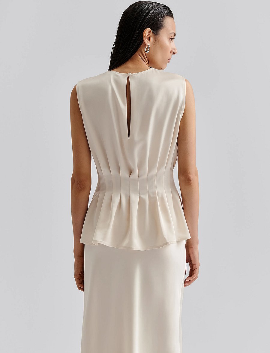 Malina - Lova high neck pleated top - vanilla - 4