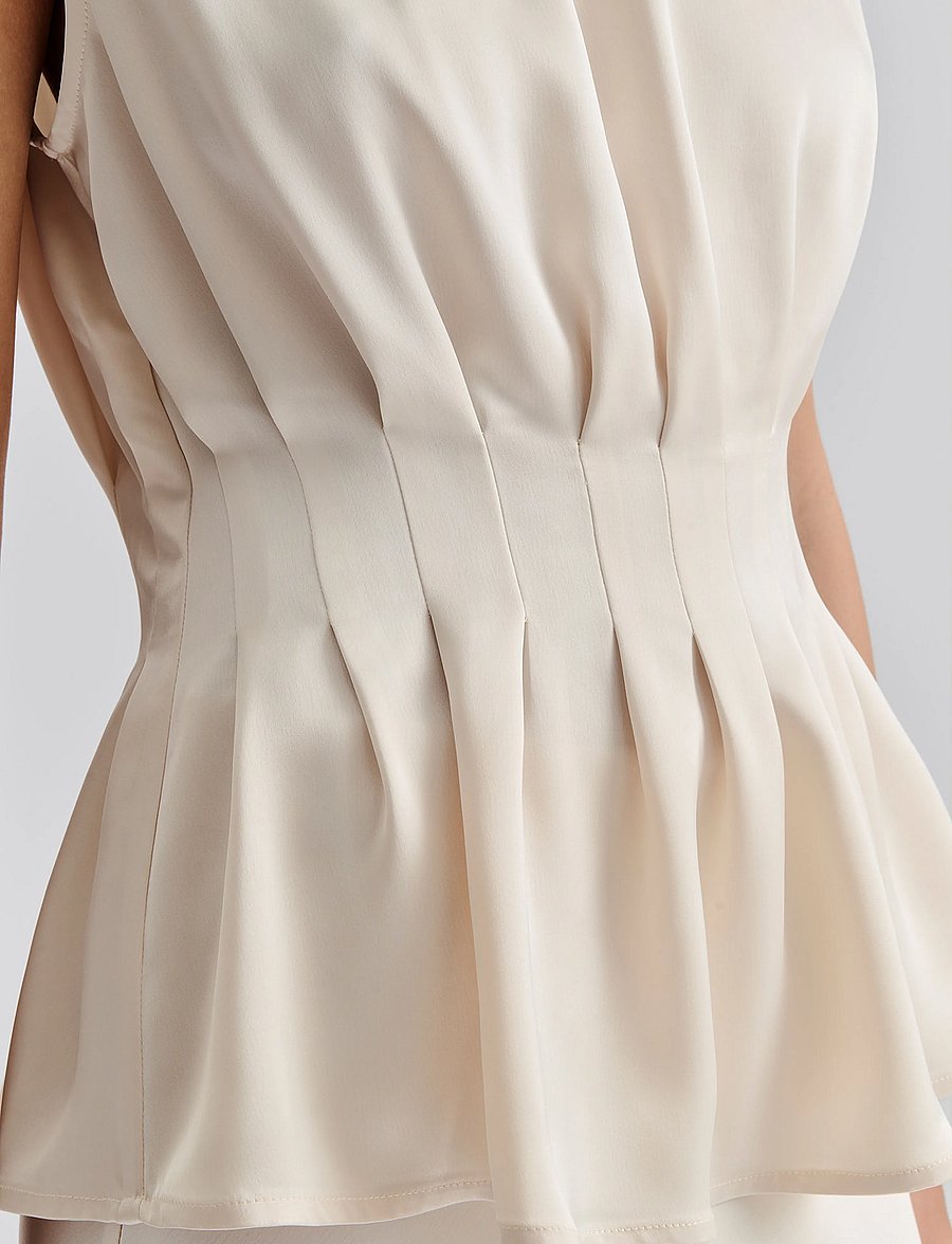 Malina - Lova high neck pleated top - vanilla - 5