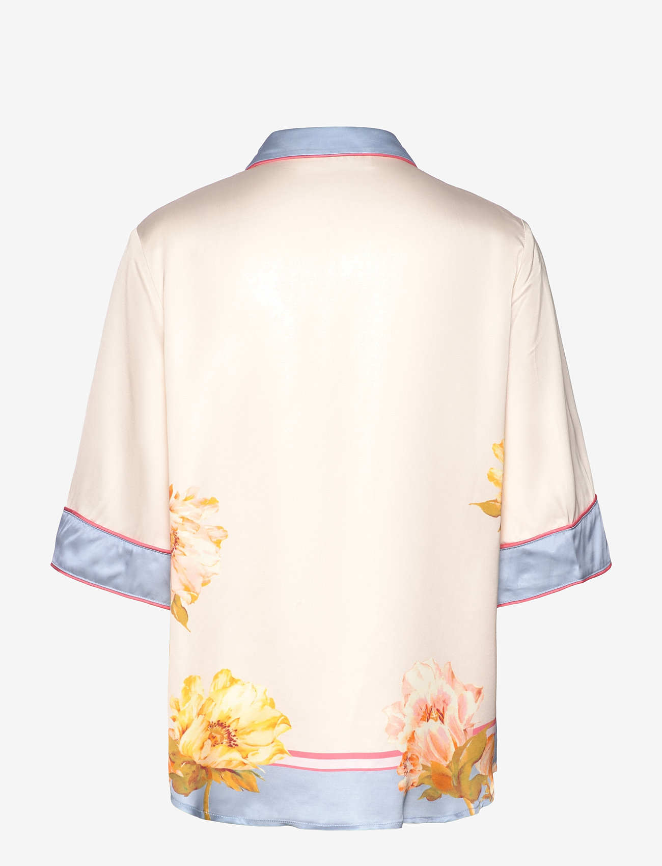 Malina - Pam short sleeve satin shirt - kurzärmlige hemden - cream peony - 2