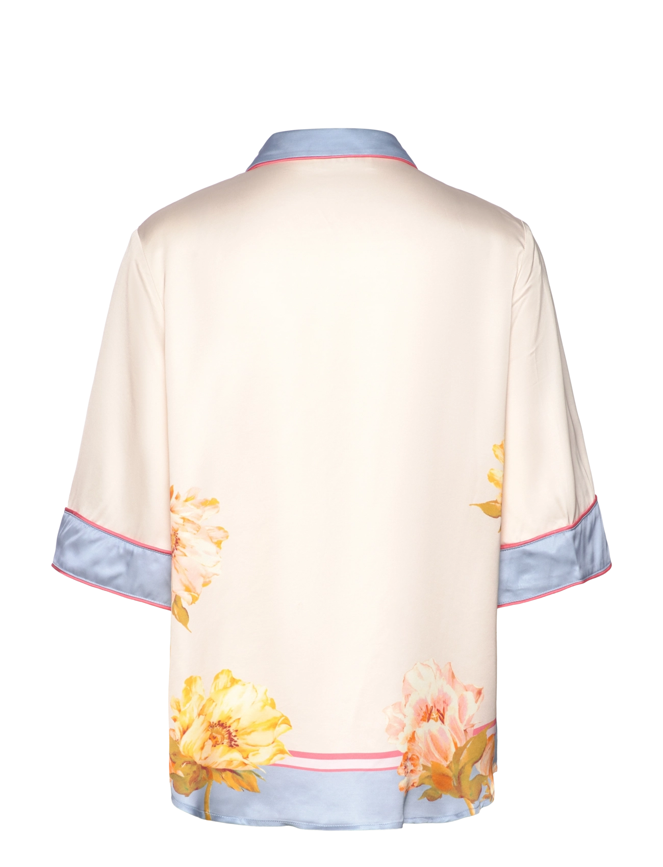 Malina - Pam short sleeve satin shirt - kortärmade skjortor - cream peony - 2