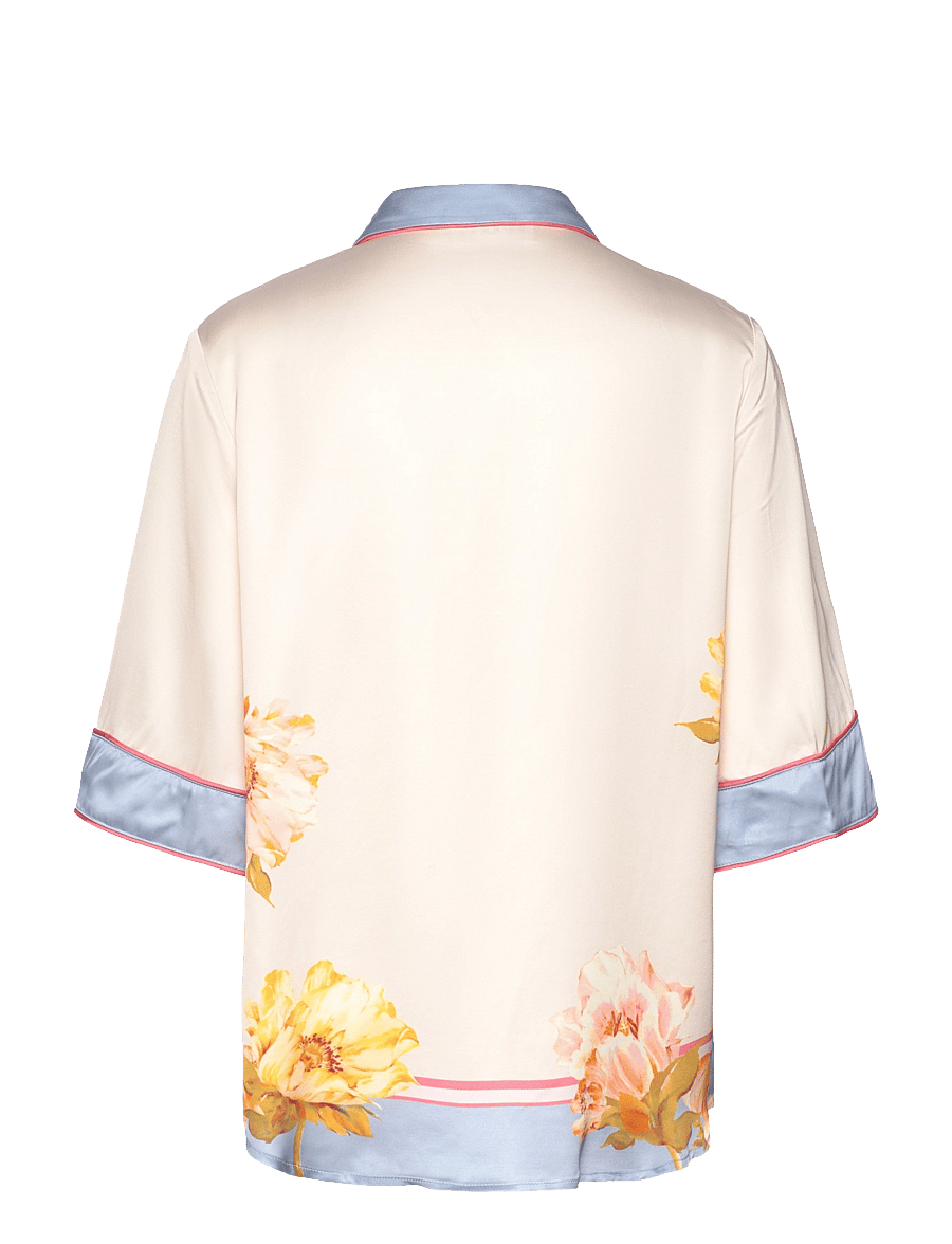 Malina - Pam short sleeve satin shirt - kurzärmlige hemden - cream peony - 2