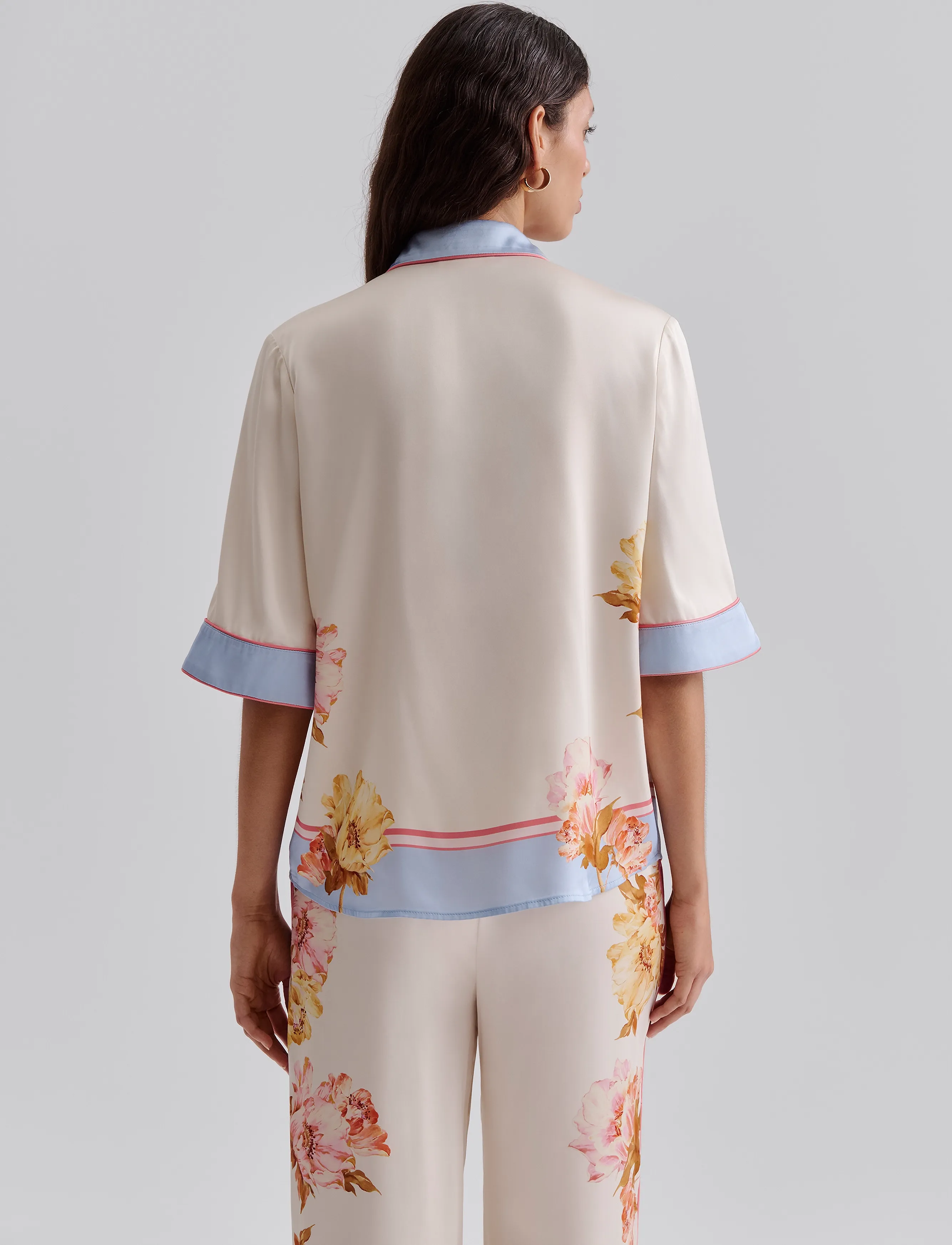 Malina - Pam short sleeve satin shirt - kortärmade skjortor - cream peony - 3
