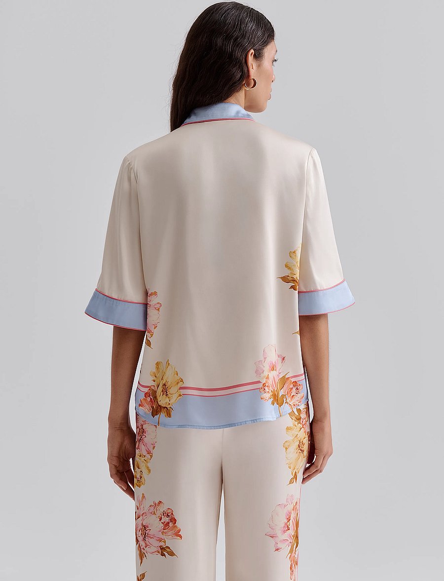Malina - Pam short sleeve satin shirt - kurzärmlige hemden - cream peony - 3