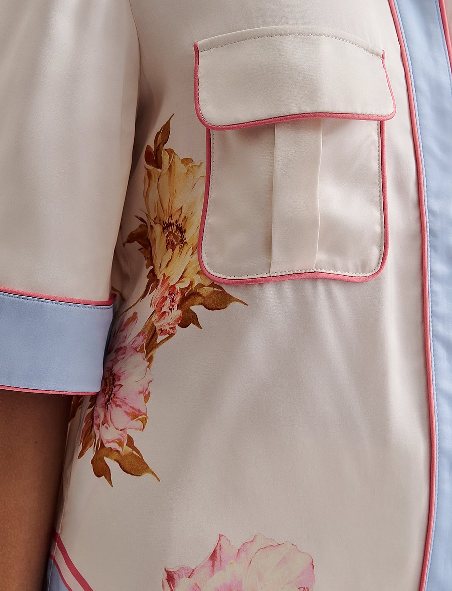 Malina - Pam short sleeve satin shirt - kurzärmlige hemden - cream peony - 4
