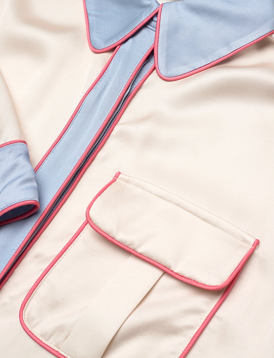 Malina - Pam short sleeve satin shirt - kurzärmlige hemden - cream peony - 5