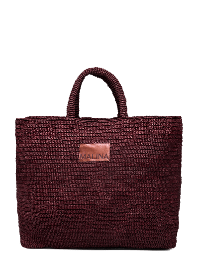 Malina Elsya raffia tote bag - Shoppers & Tote Bags - TERRACOTTA / burgundy