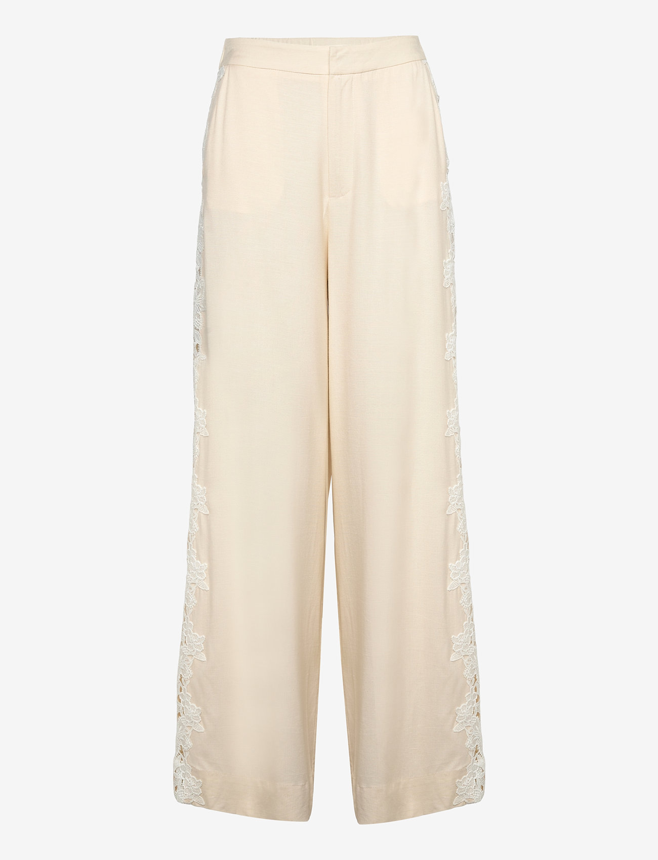 Malina - Stephanie lace detail linen pants - vanilla - 1