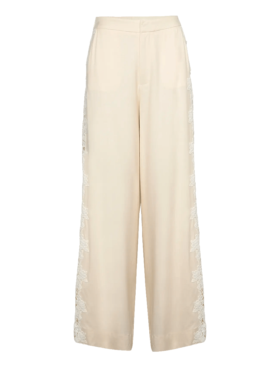 Malina - Stephanie lace detail linen pant - linased püksid - vanilla - 1