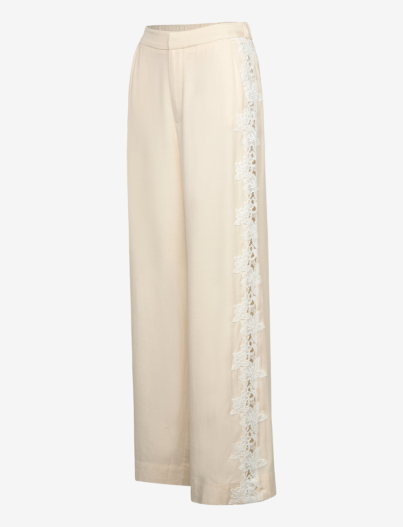 Malina - Stephanie lace detail linen pants - vanilla - 3