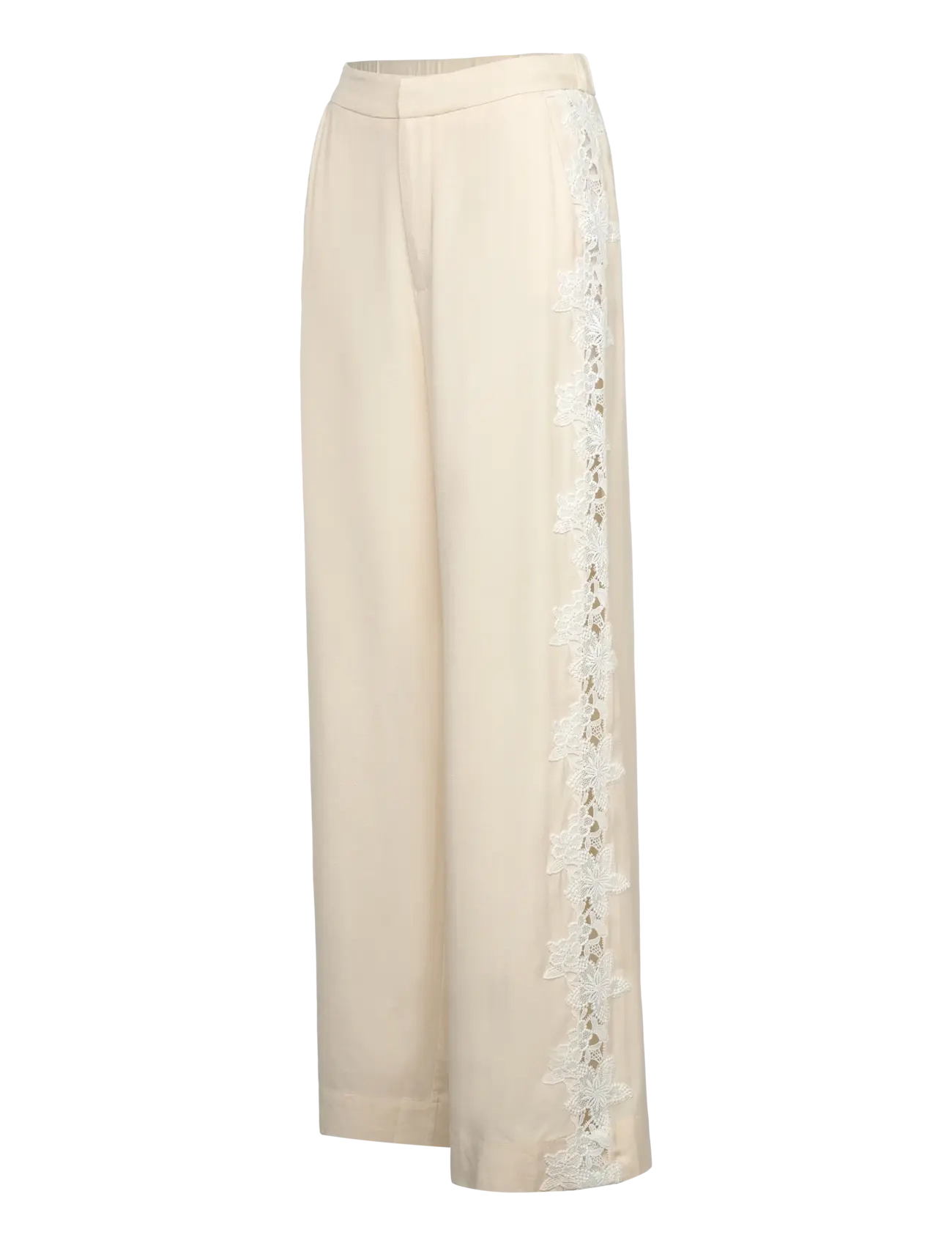 Malina - Stephanie lace detail linen pants - vanilla - 3