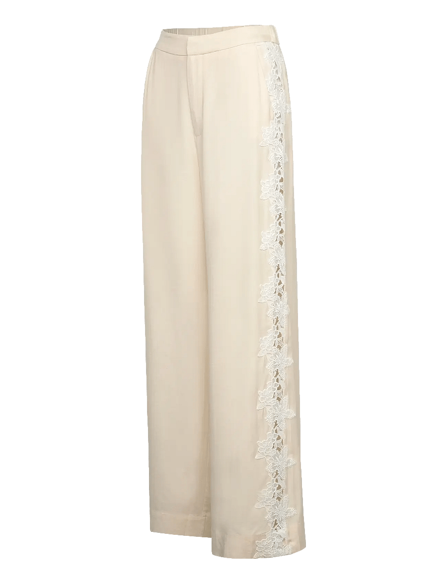 Malina - Stephanie lace detail linen pant - linased püksid - vanilla - 3