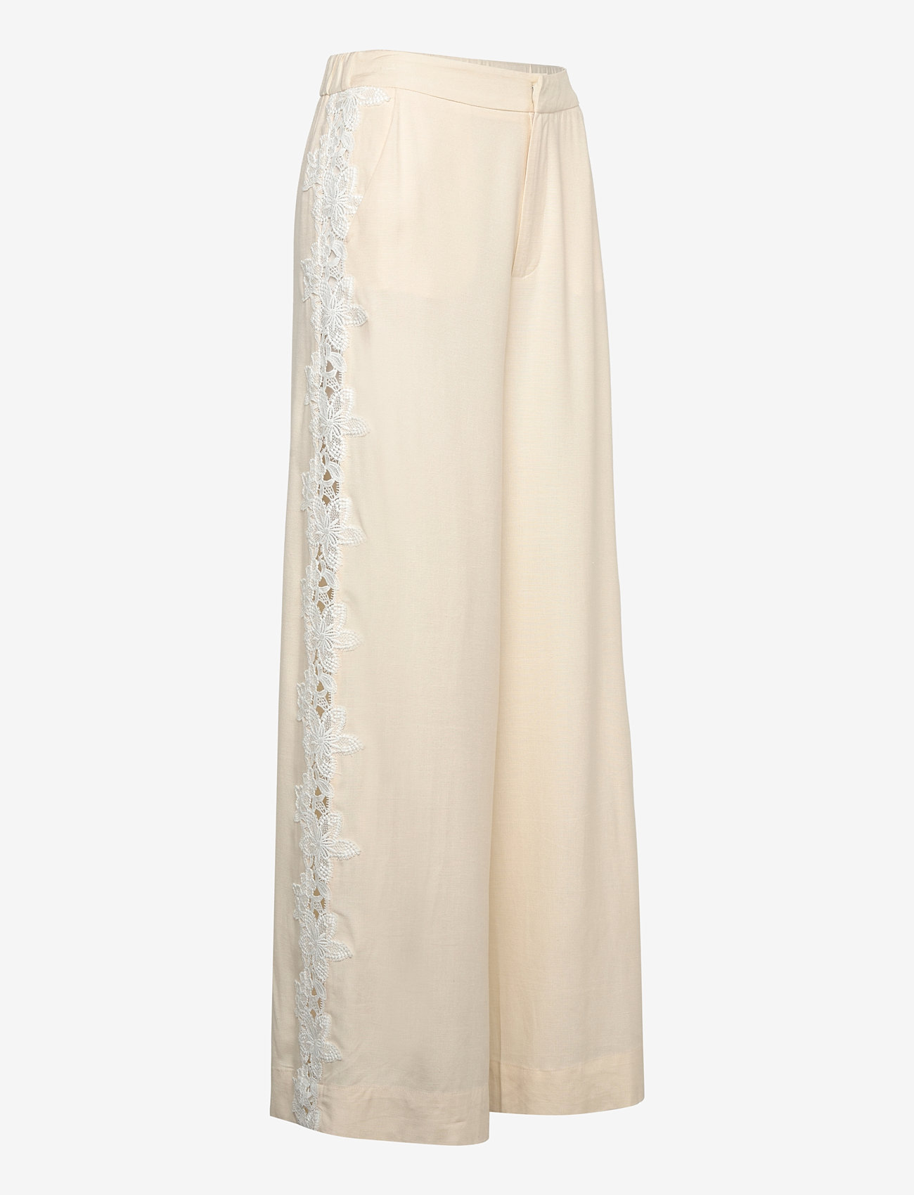 Malina - Stephanie lace detail linen pants - vanilla - 4