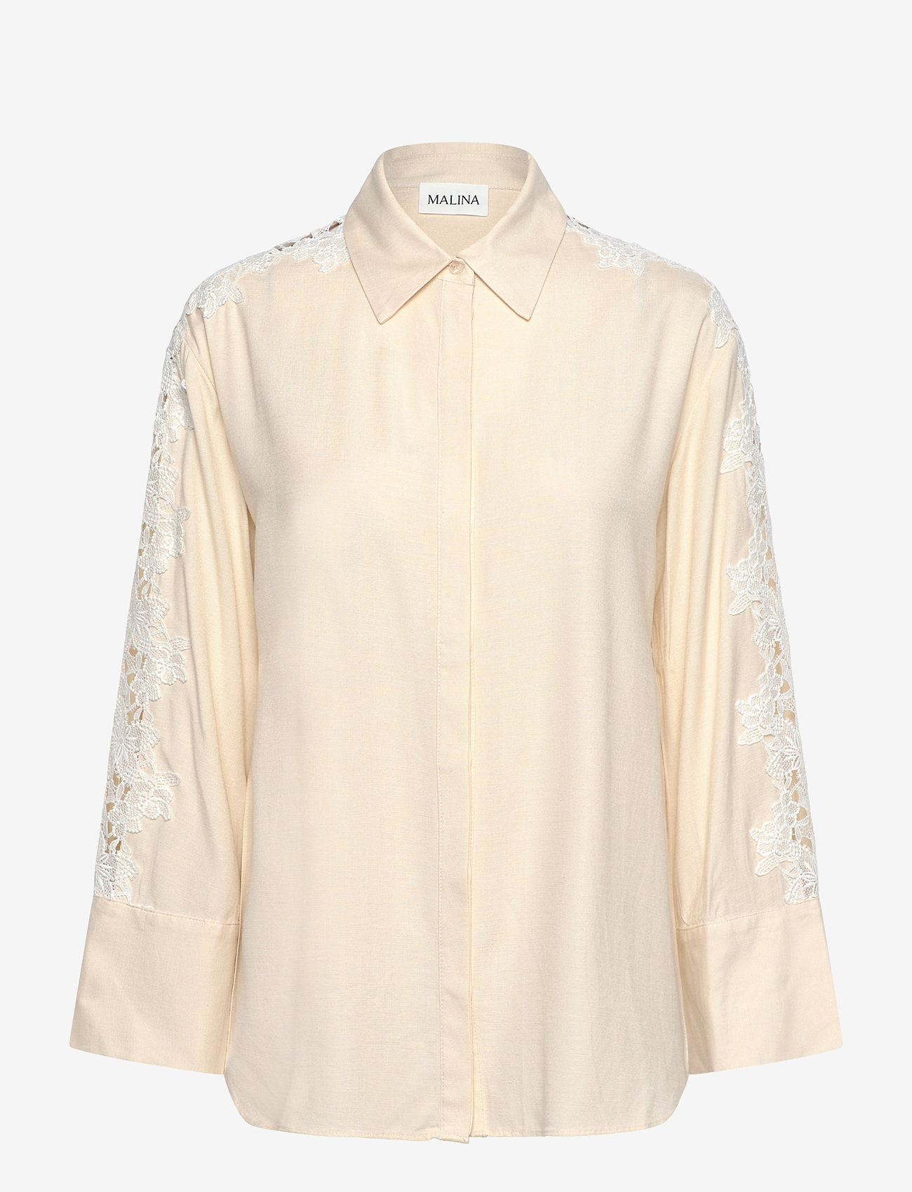 Malina - Ember lace detail linen shirt - vanilla - 1