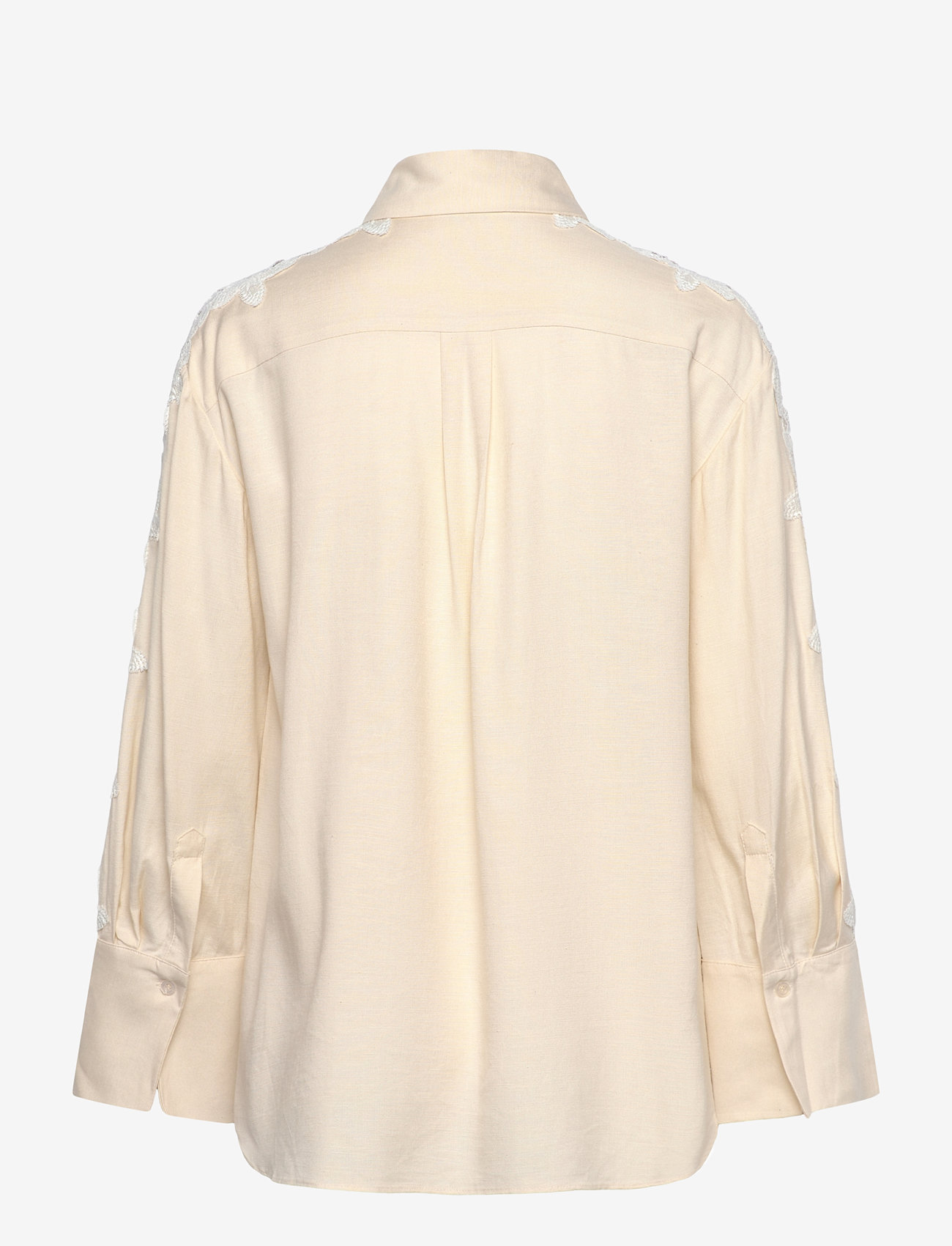 Malina - Ember lace detail linen shirt - vanilla - 2