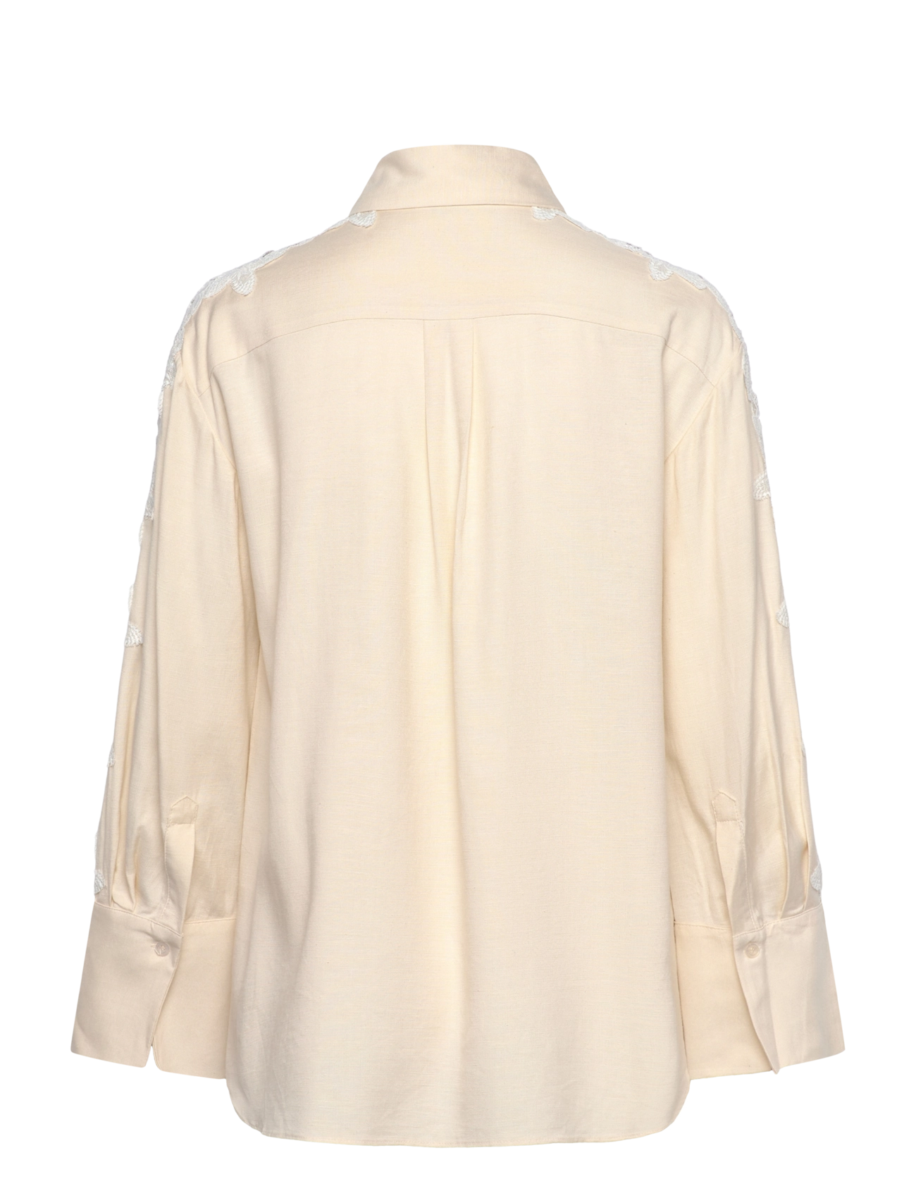 Malina - Ember lace detail linen shirt - vanilla - 2