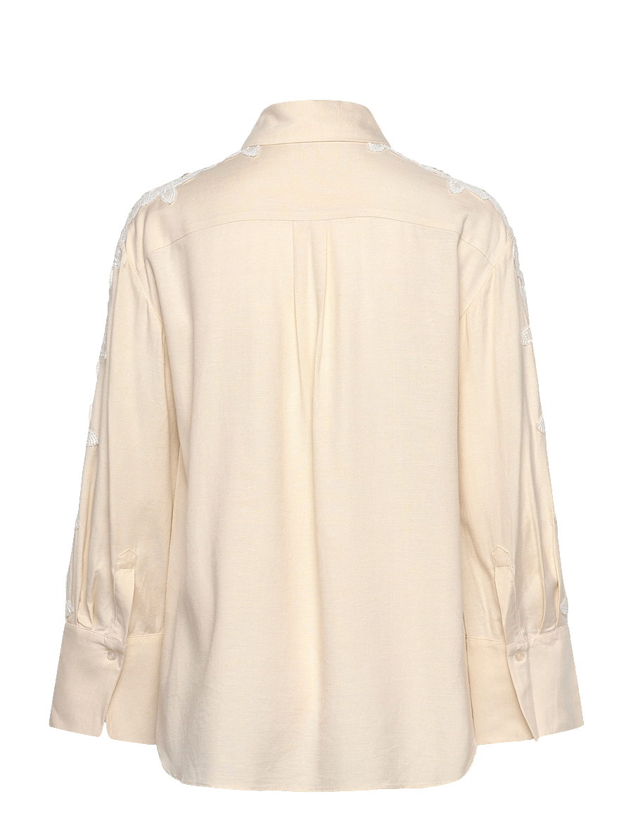Malina - Ember lace detail linen shirt - leinenhemden - vanilla - 2