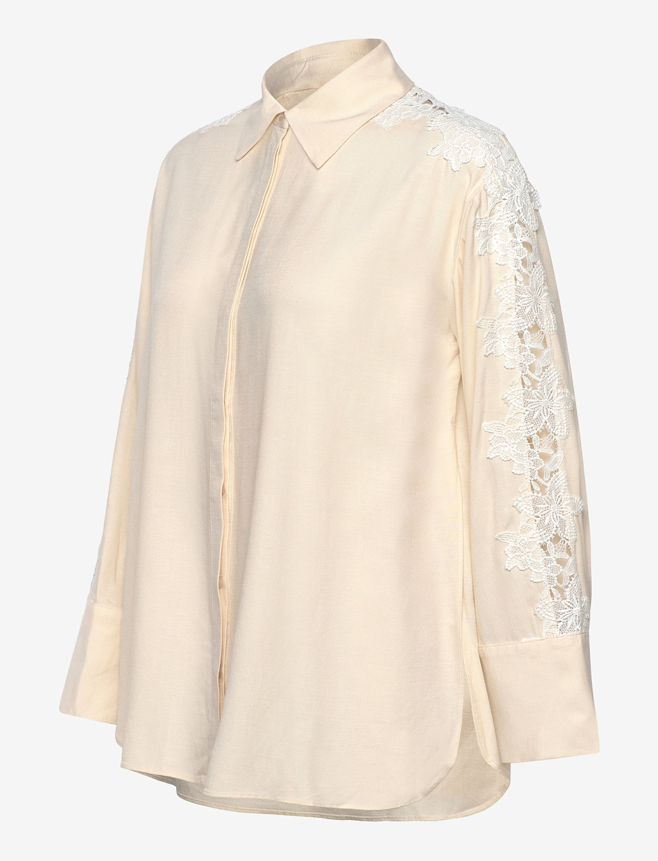 Malina - Ember lace detail linen shirt - vanilla - 3