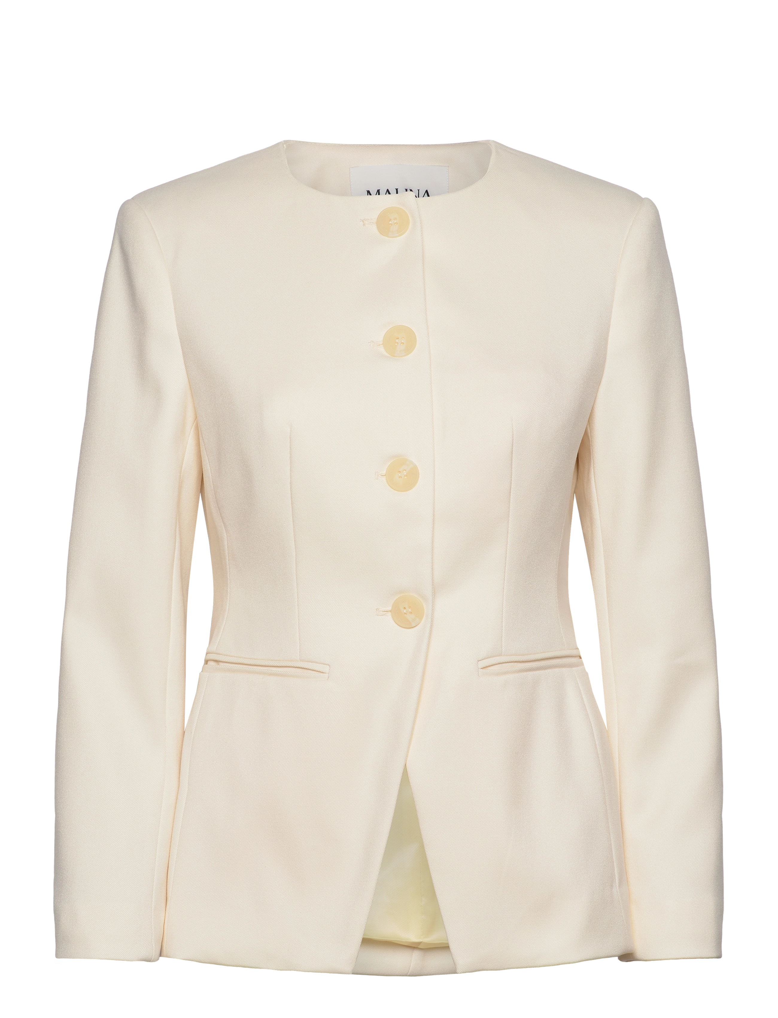 Malina Nilla round neck fitted blazer - Pintsakud - LEMON / white