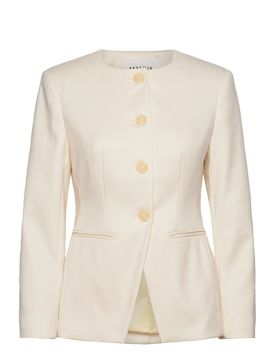Malina - Nilla round neck fitted blazer - lemon - 1