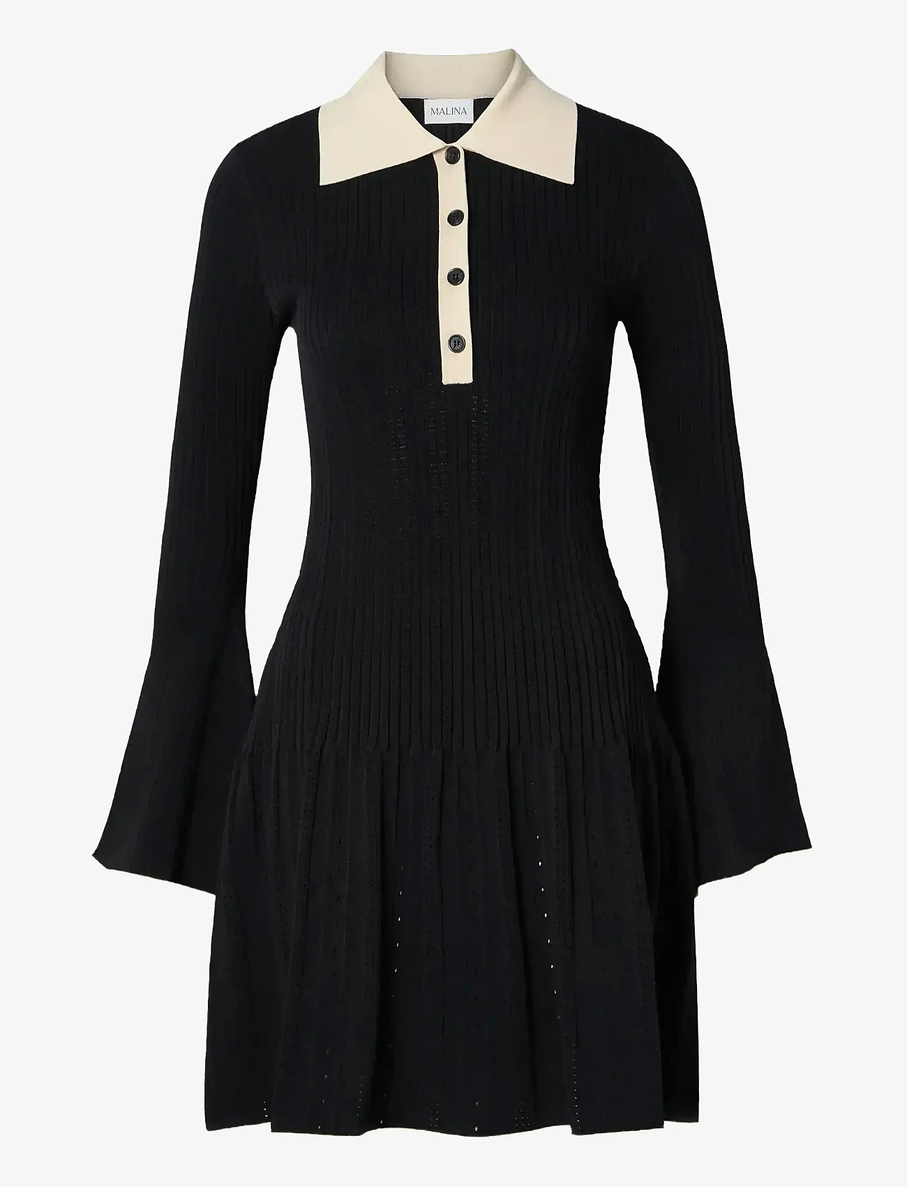 Malina - Sabine pike knitted mini dress - strikkjoler - black - 1