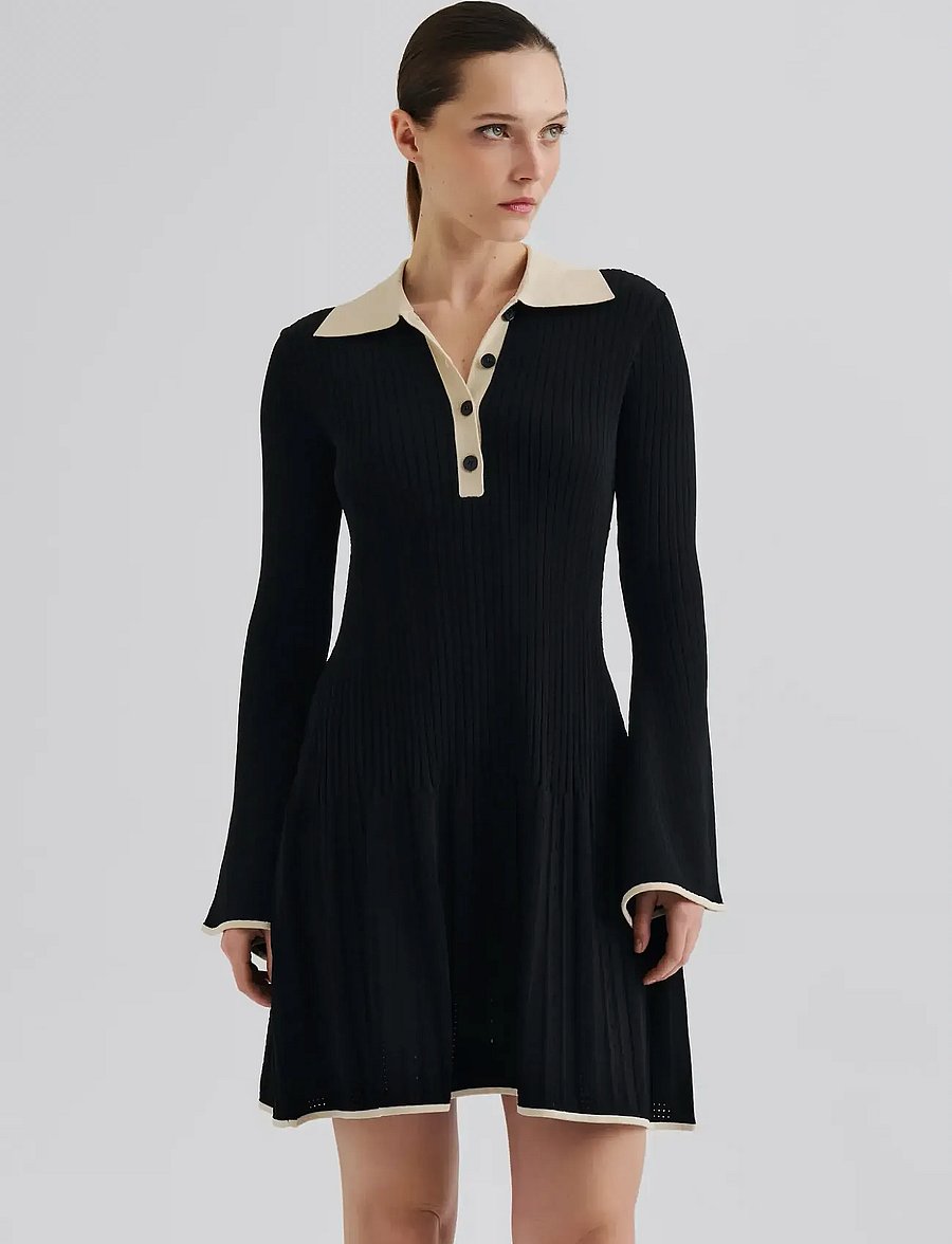 Malina - Sabine Pike Knitted Mini dress - strickkleider - black - 0