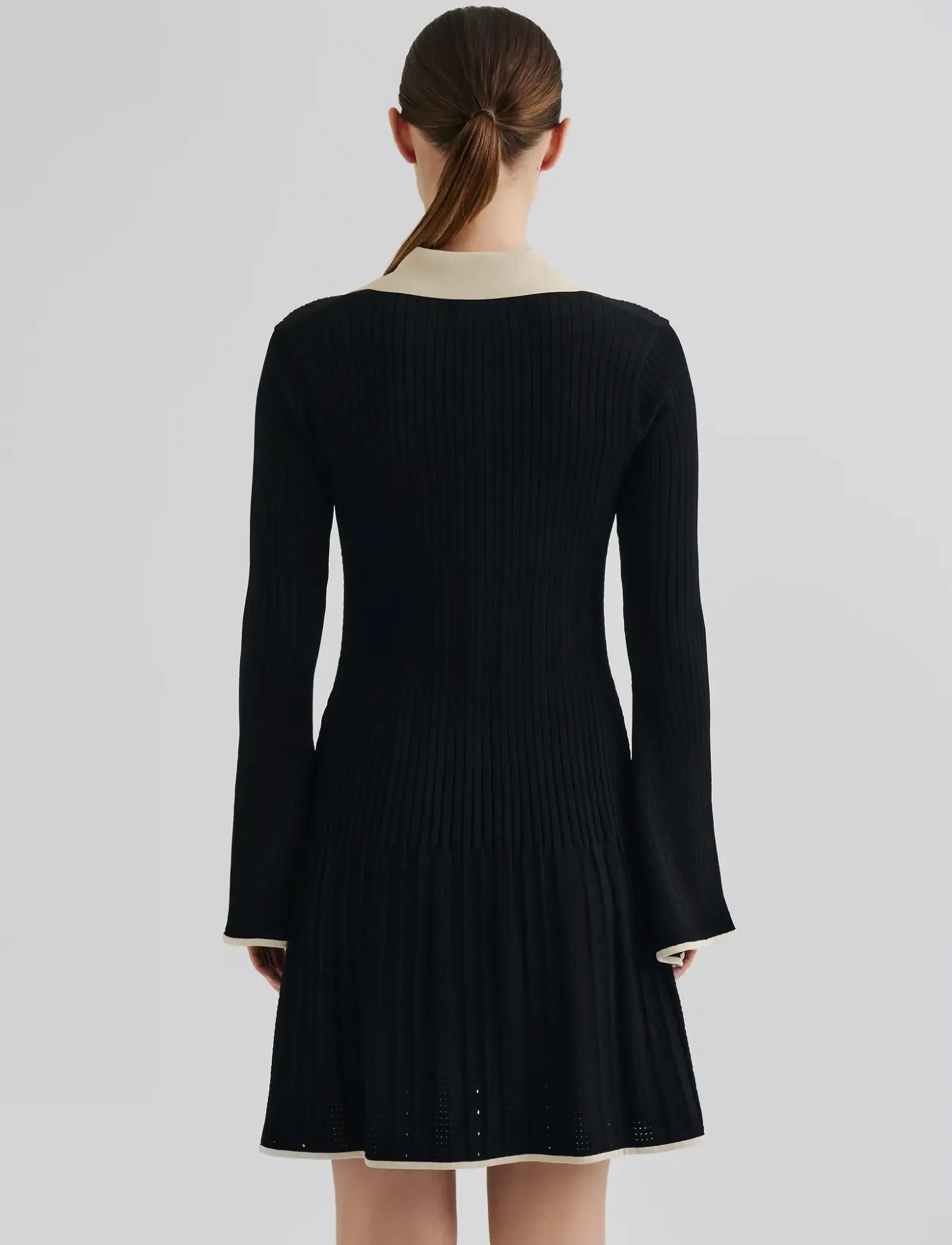 Malina - Sabine pike knitted mini dress - neulemekot - black - 2