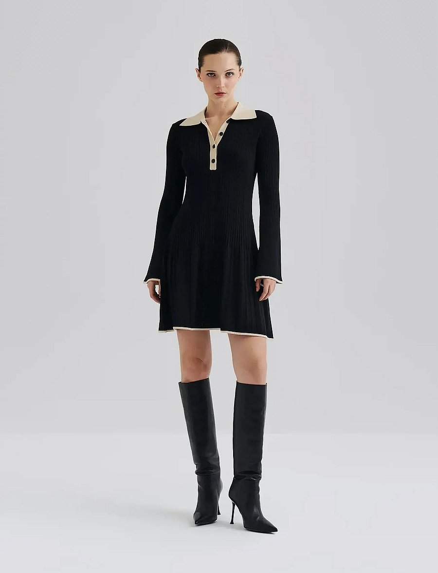 Malina - Sabine Pike Knitted Mini dress - strickkleider - black - 4