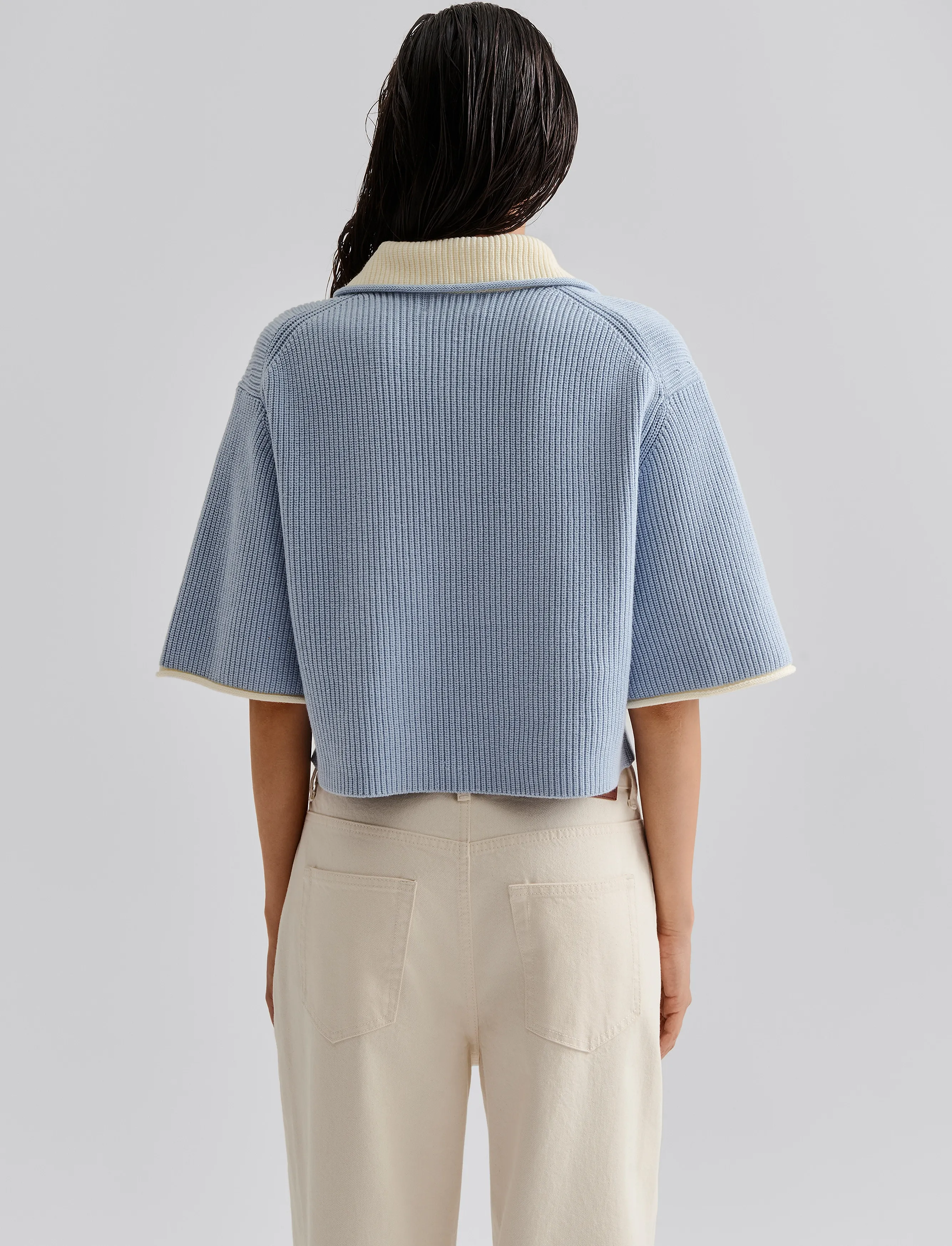 Malina - Carmelia cropped knitted pike - dusty blue - 3