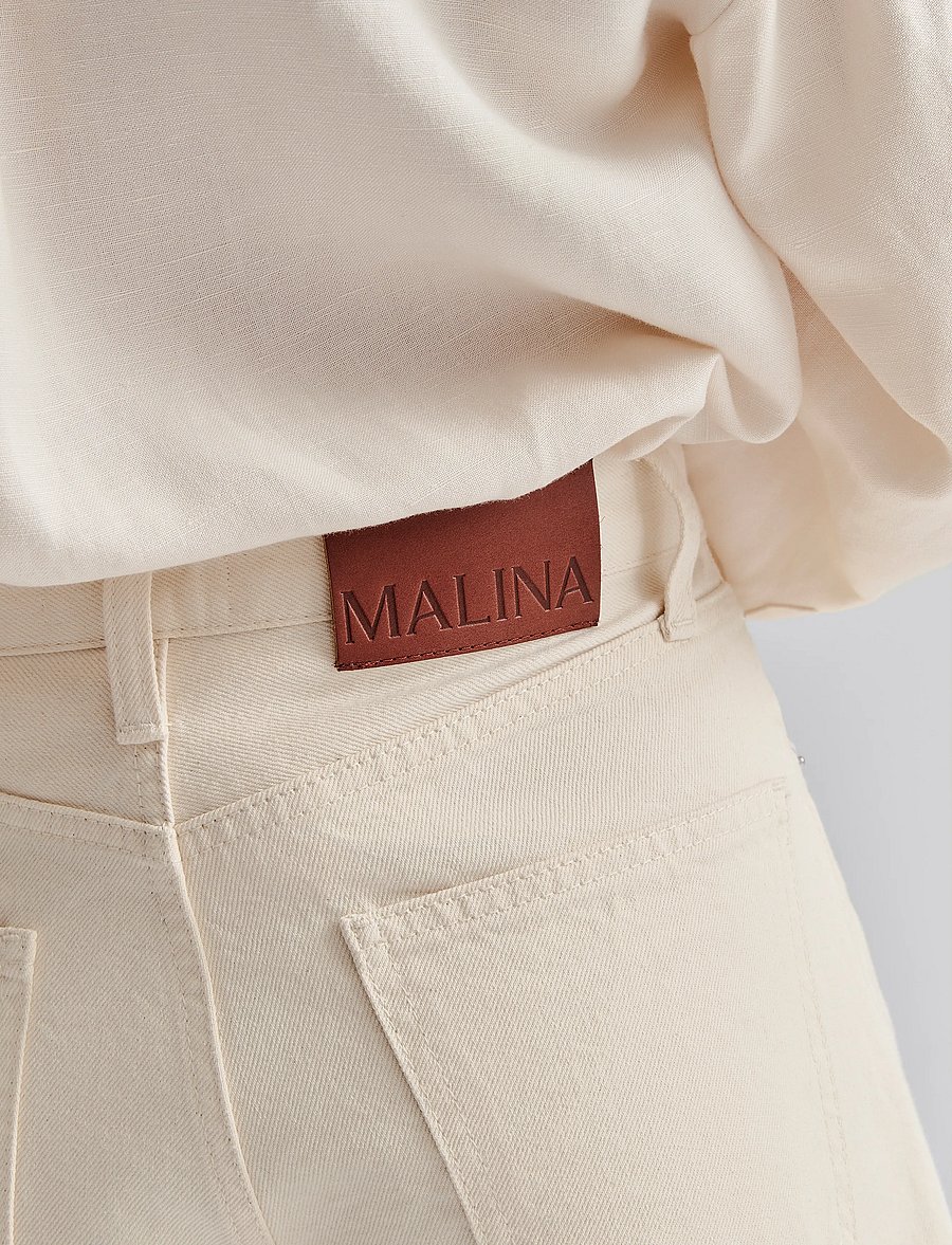 Malina - Solene High Rise Denim Shorts - jeansshorts - cream - 4