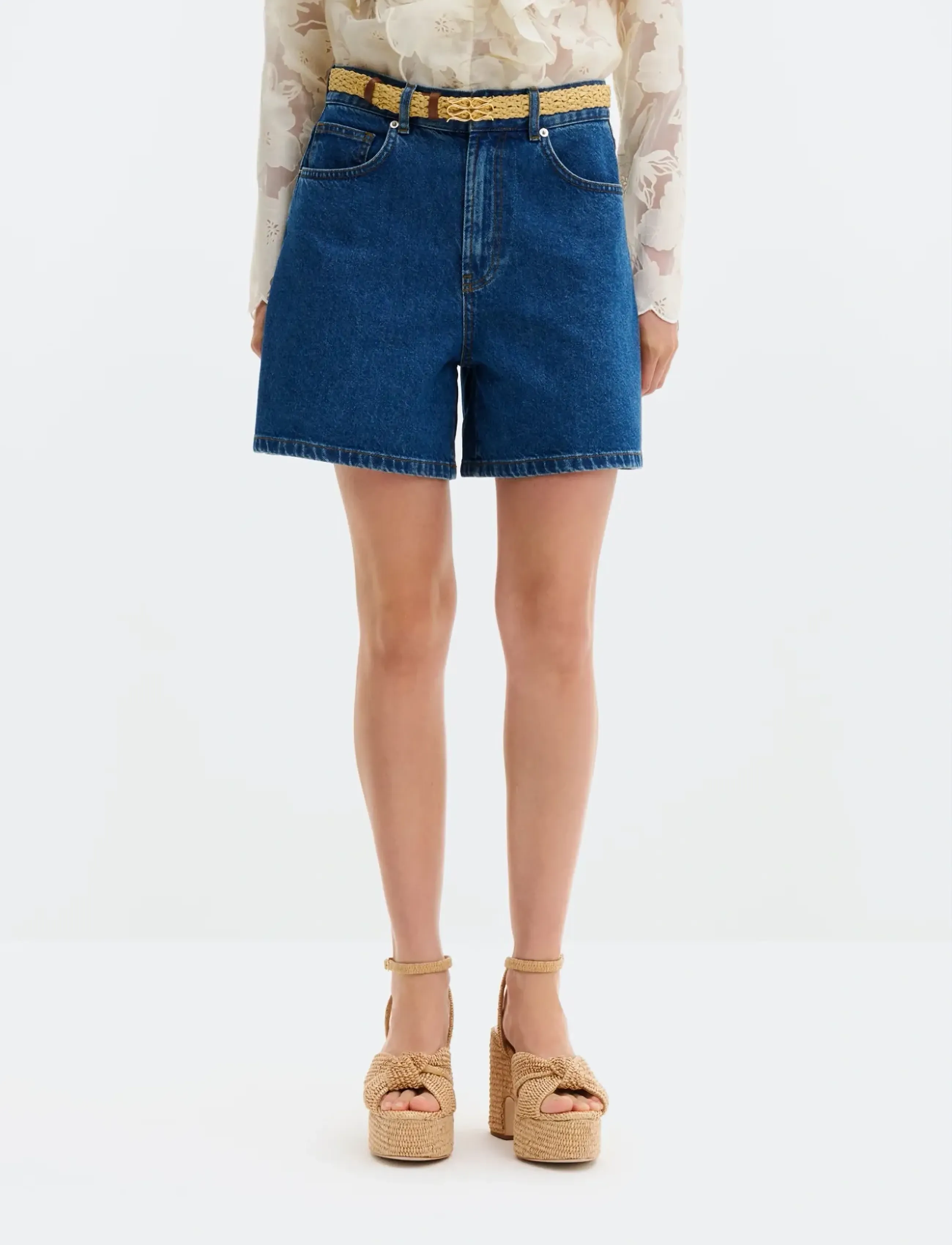 Malina Solene High Rise Denim Shorts - Malina - DARK BLUE WASH / blue