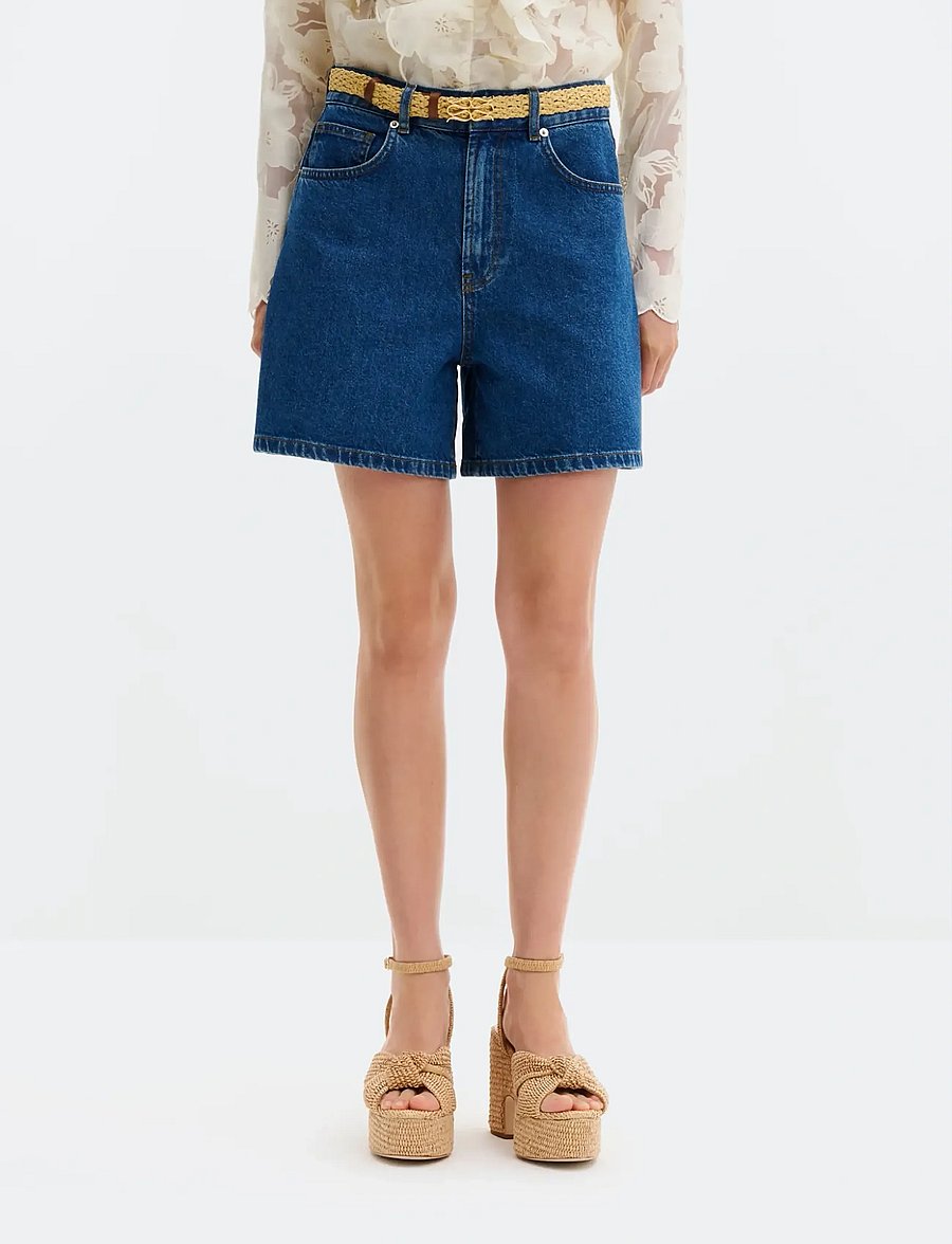 Malina - Solene High Rise Denim Shorts - korte jeansbroeken - dark blue wash - 0