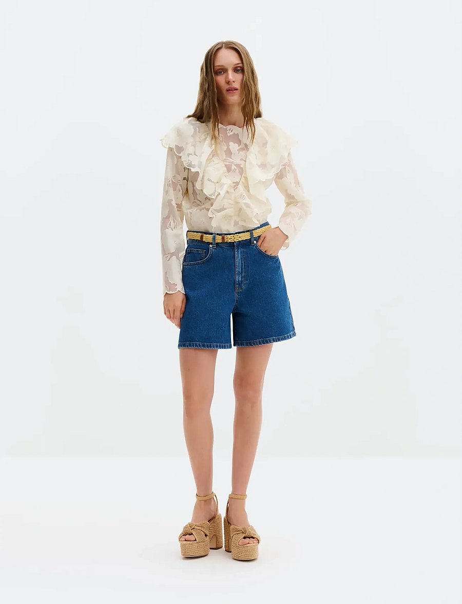 Malina - Solene High Rise Denim Shorts - korte jeansbroeken - dark blue wash - 4
