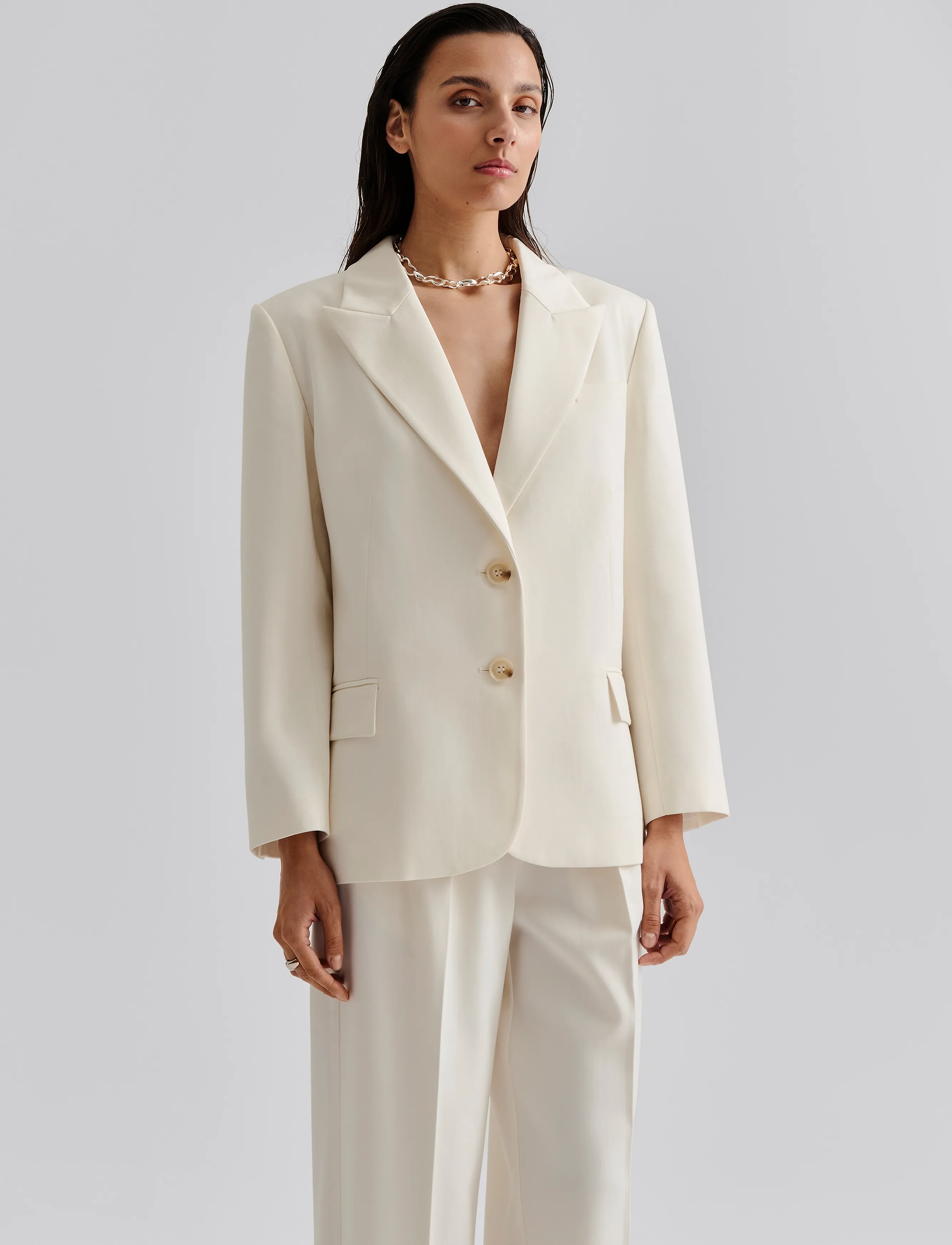Malina - Hedda peak lapel blazer - white - 3