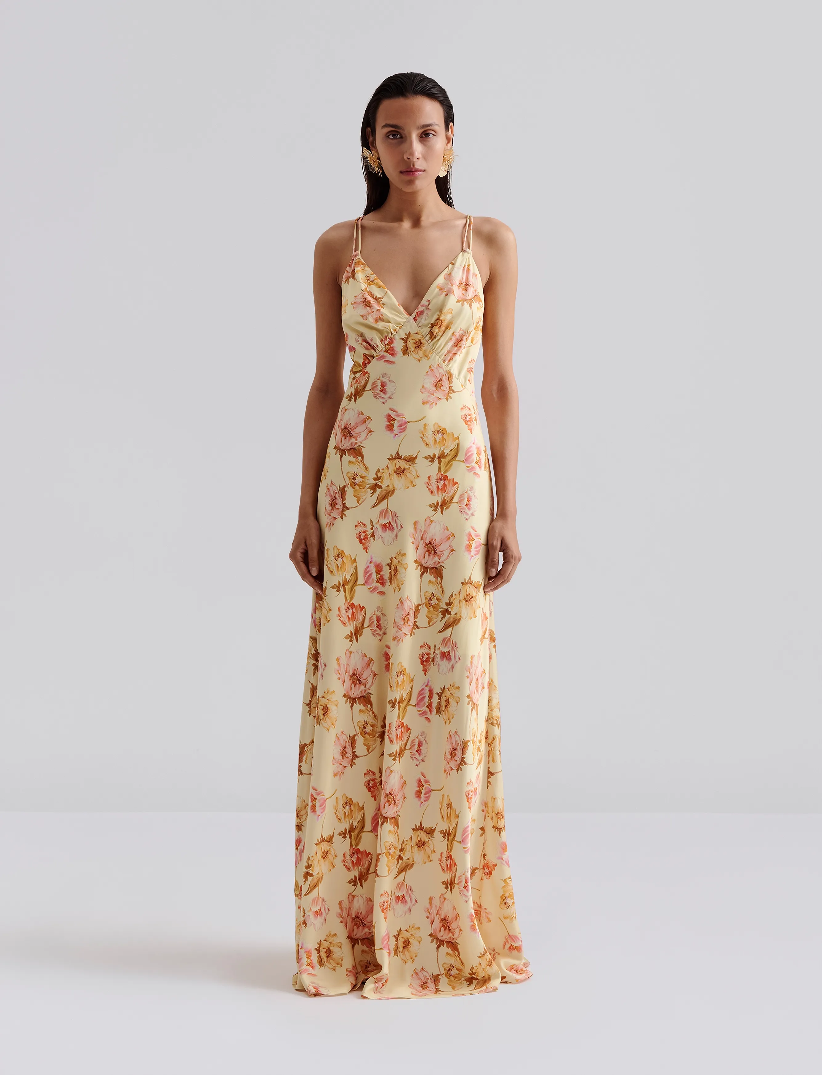 Malina Cornelia Slip Maxi Dress, 42, Yellow, Designere > Maxi Dress, Dame