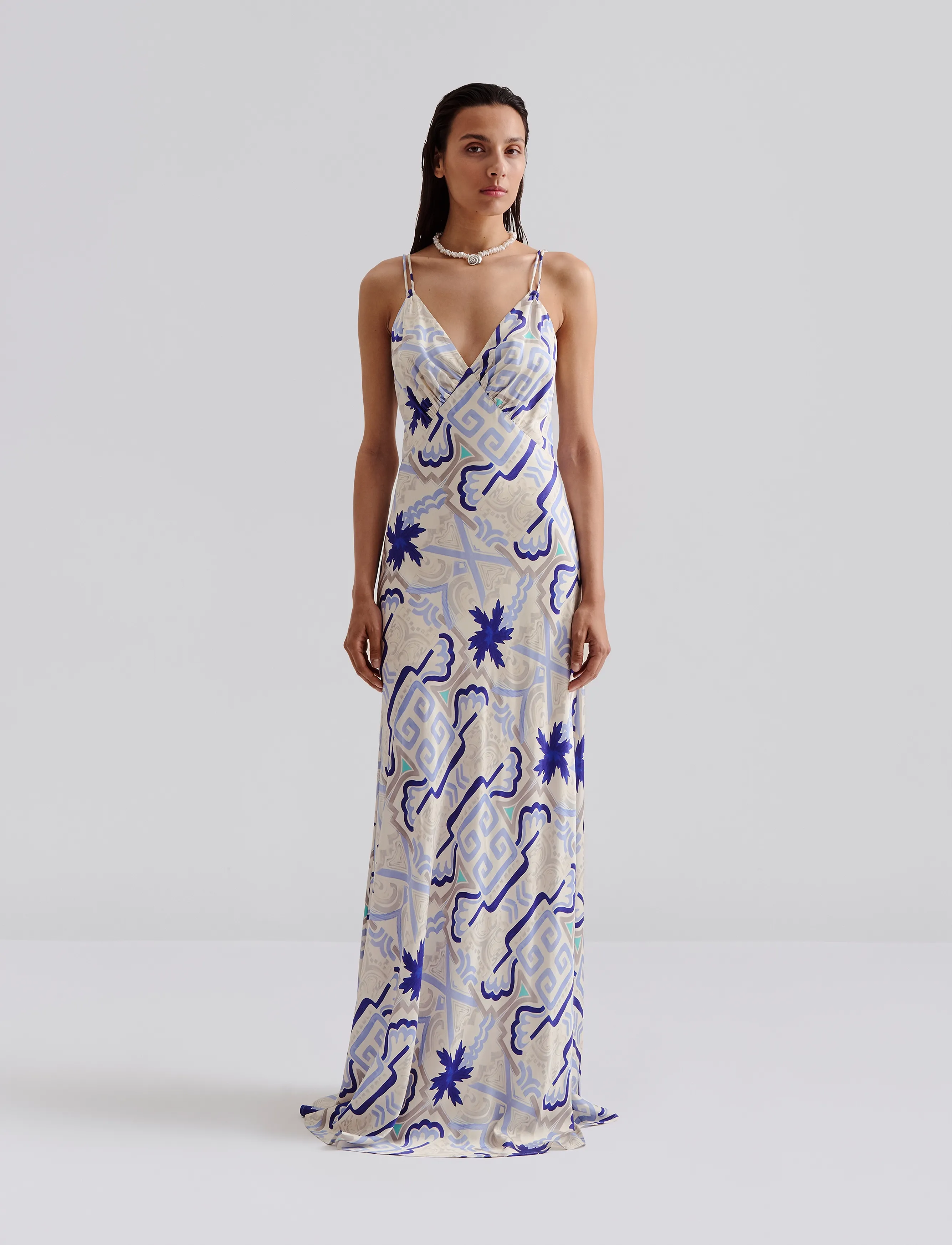 Malina Cornelia Slip Maxi Dress, 38, White, Designere > Maxi Dress, Dame