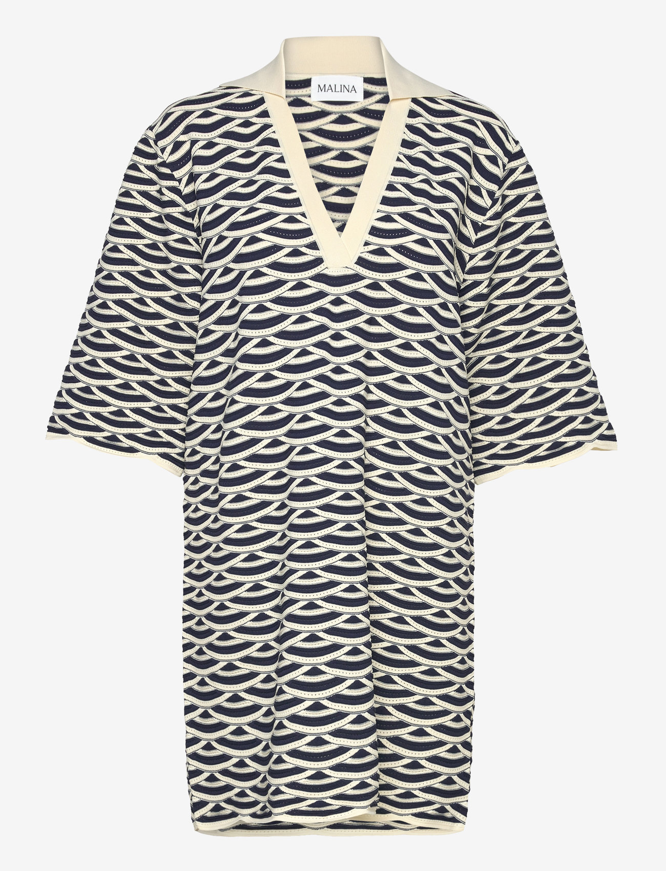 Malina - Thyme structure knitted mini dress - knitted dresses - dark blue multi - 1